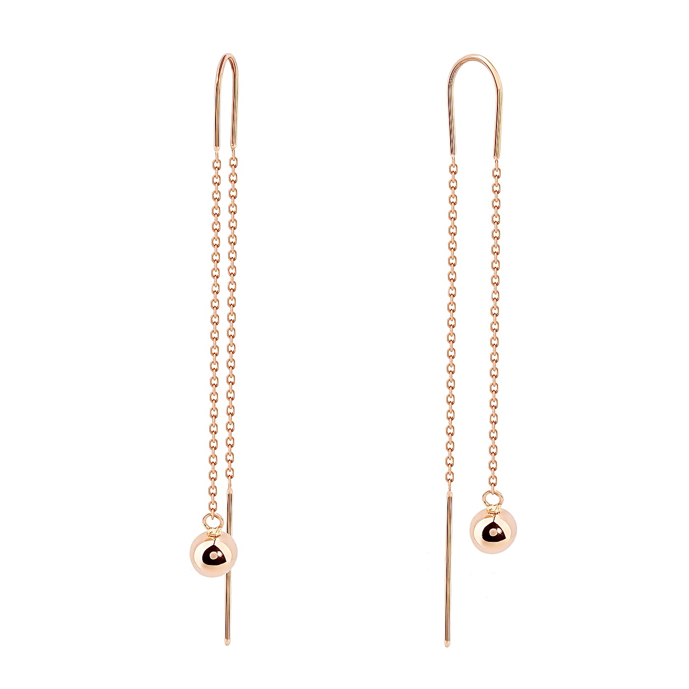 картинка Золотые серьги протяжки с шариками, 10323430