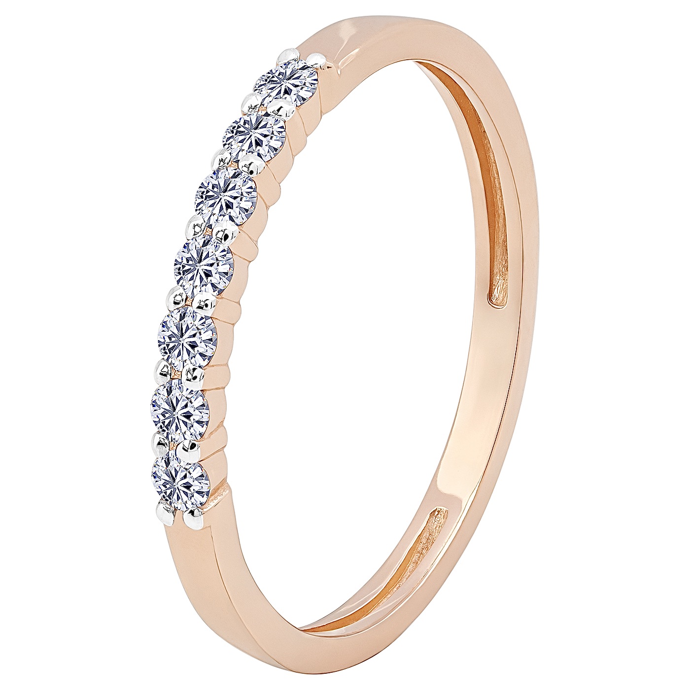 картинка Каблучка з доріжкою діамантів із червоного золота, 10410671