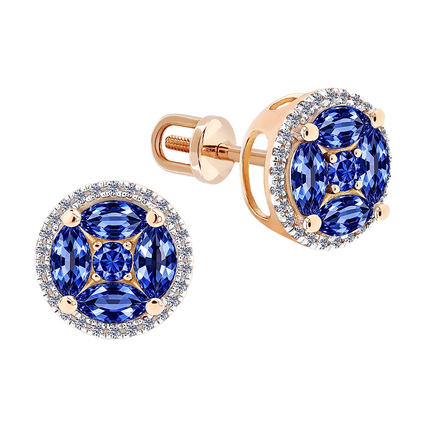 картинка Сережки з сапфірами і діамантами із червоного золота, 10491576