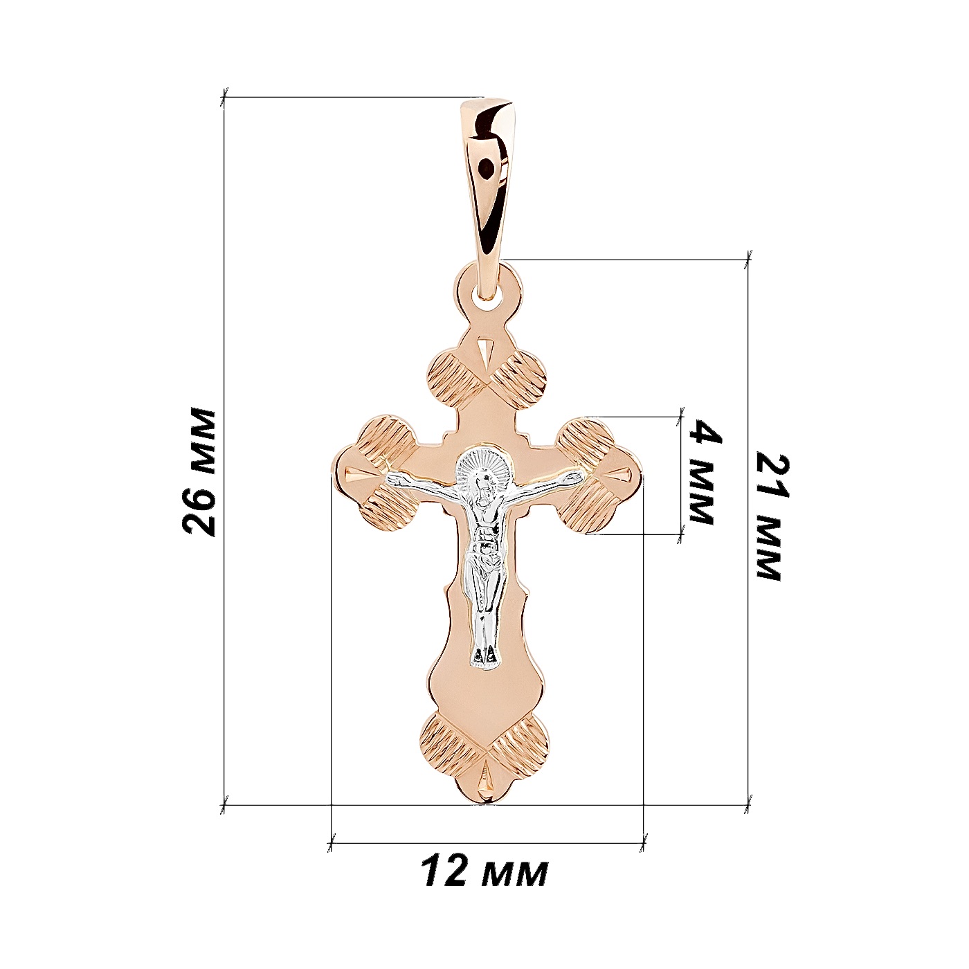 картинка Крестик из комбинированного золота с алмазной гранью, 10144988