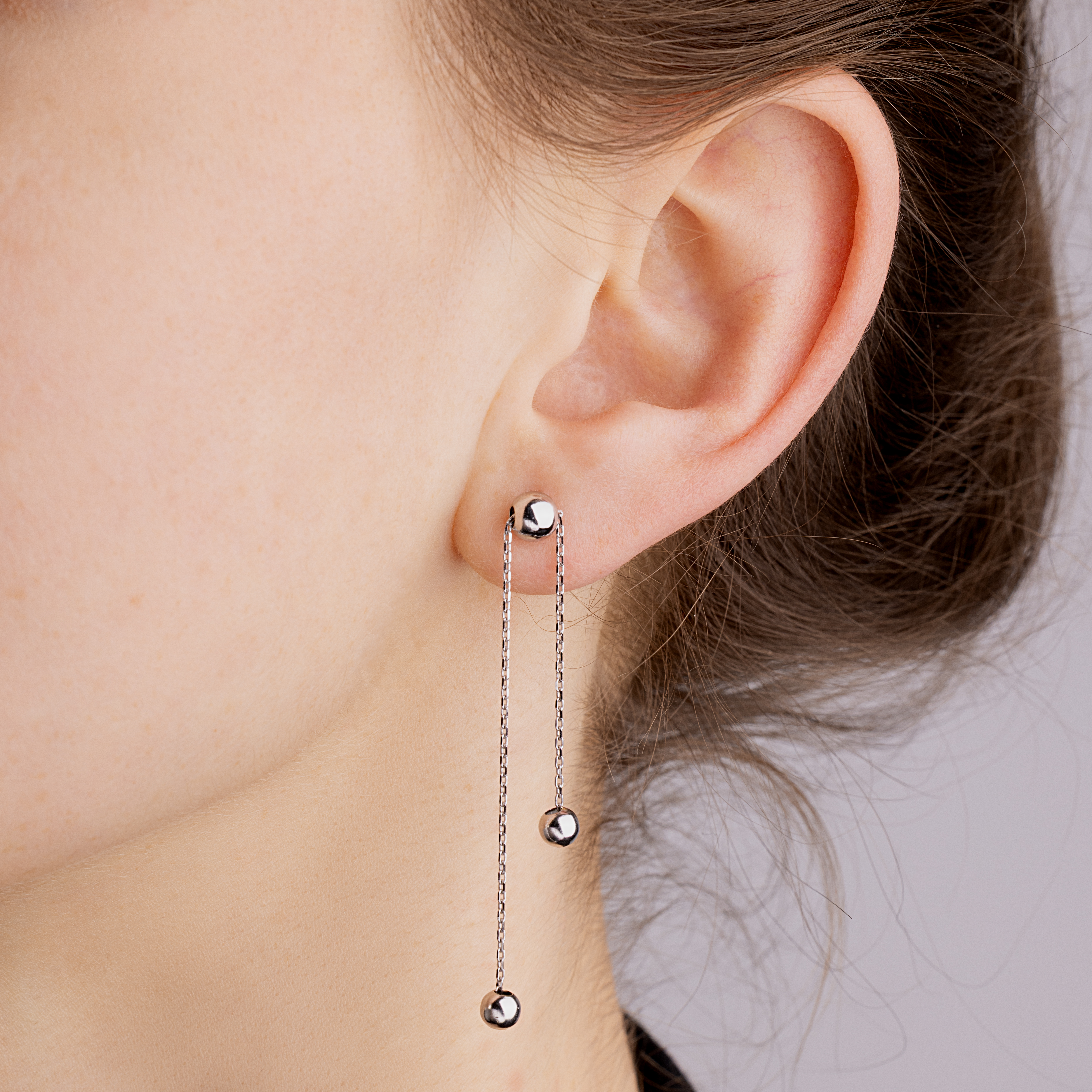 картинка Сережки-пусети з кульками із білого золота, 10530494