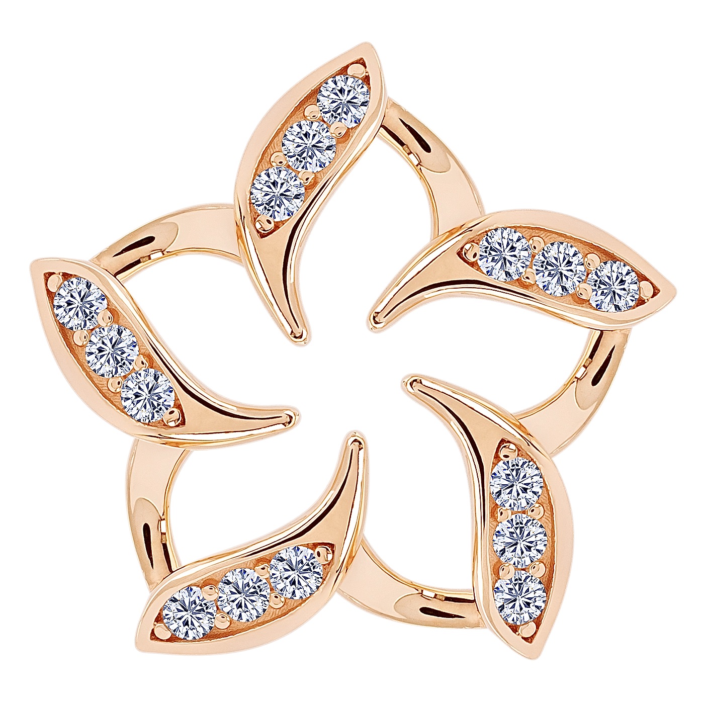 картинка Підвіс "Квітка" із червоного золота з фіанітами, 10530923