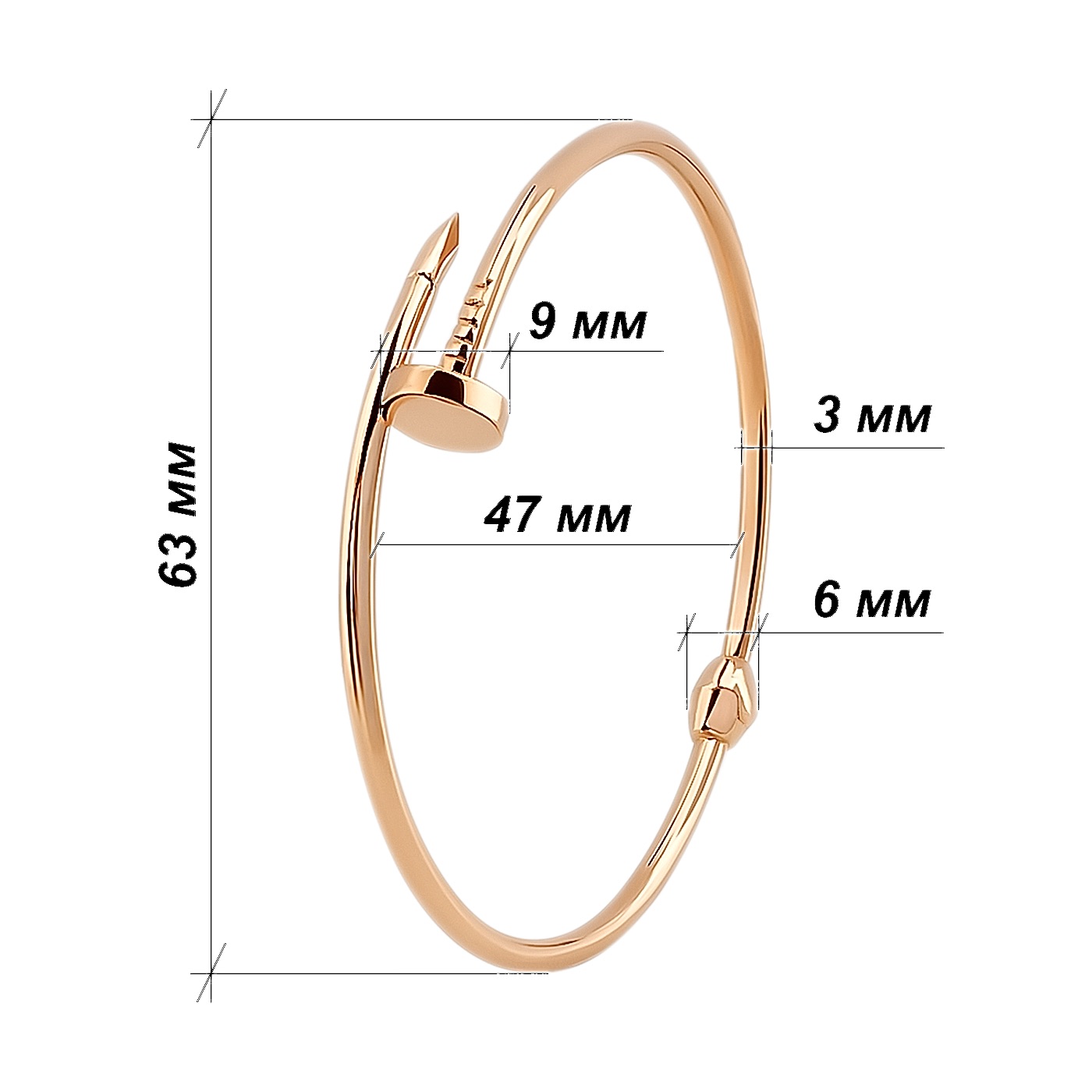 картинка Браслет "Цвях" із червоного золота, 10445046