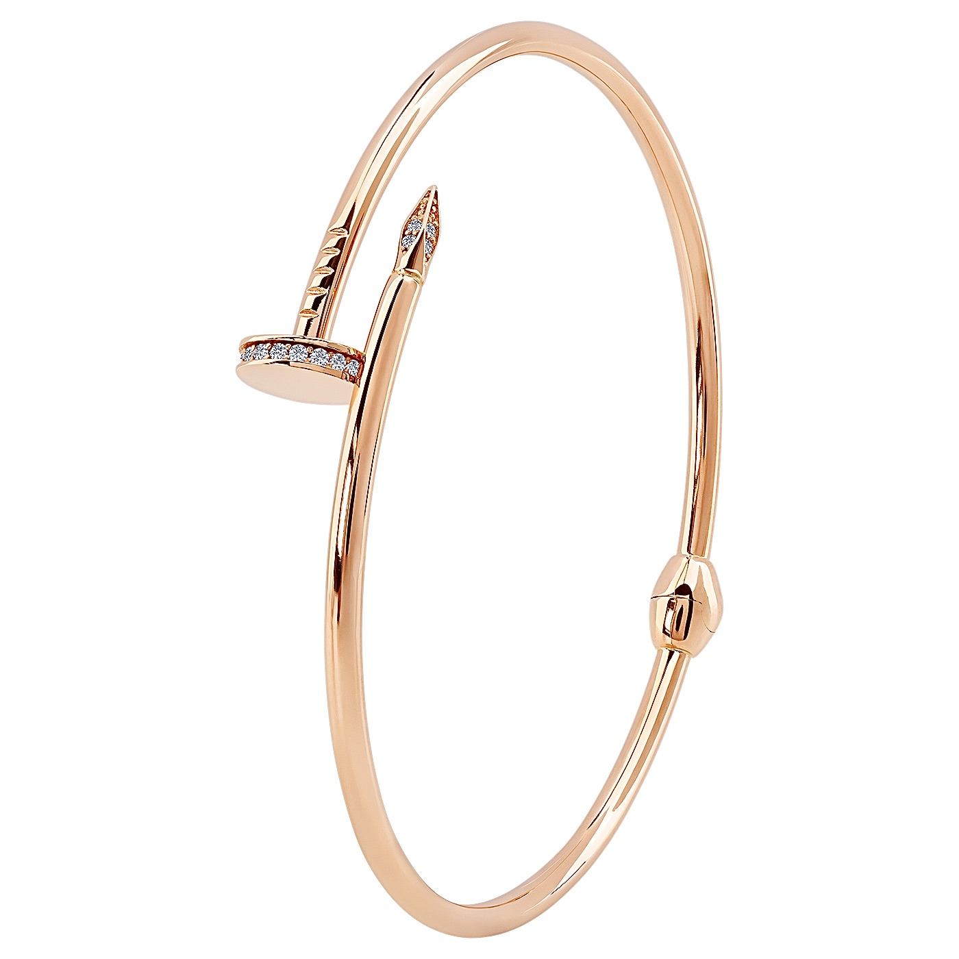 картинка Жорсткий браслет "Цвях" із червоного золота з фіанітами, 10530516