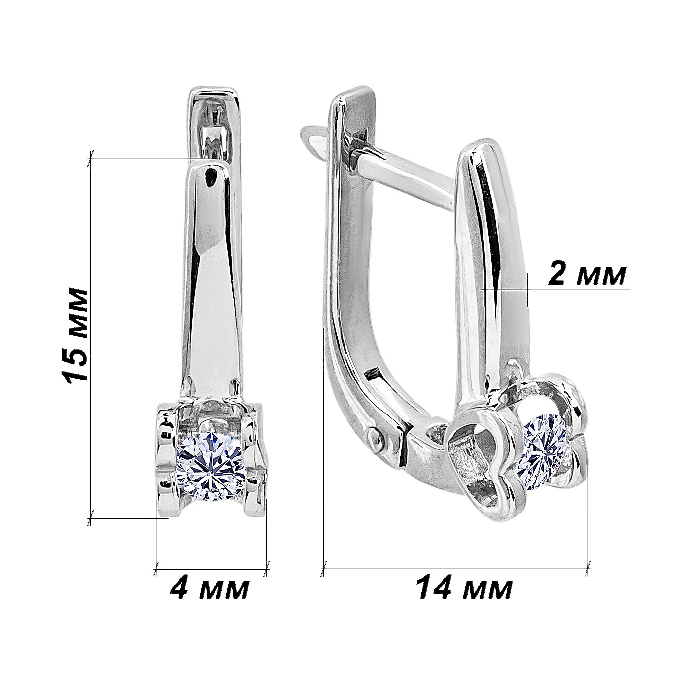 картинка Сережки "Серце" з діамантом, 10491598