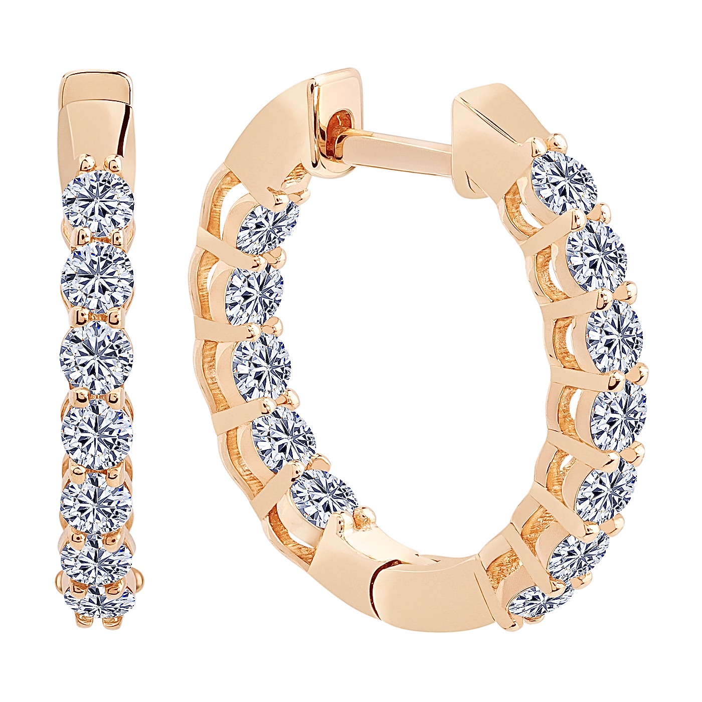 картинка Сережки-конго із червоного золота з фіанітами, 10515336