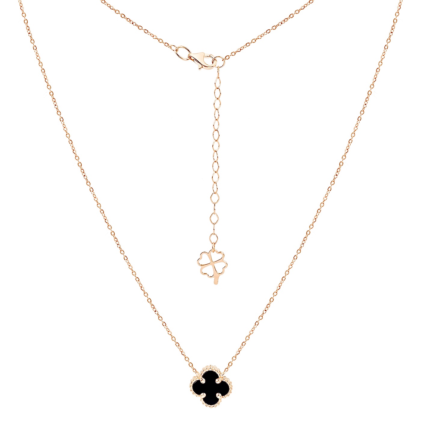 картинка Кольє "Конюшина" із червоного золота з оніксом, 10528899