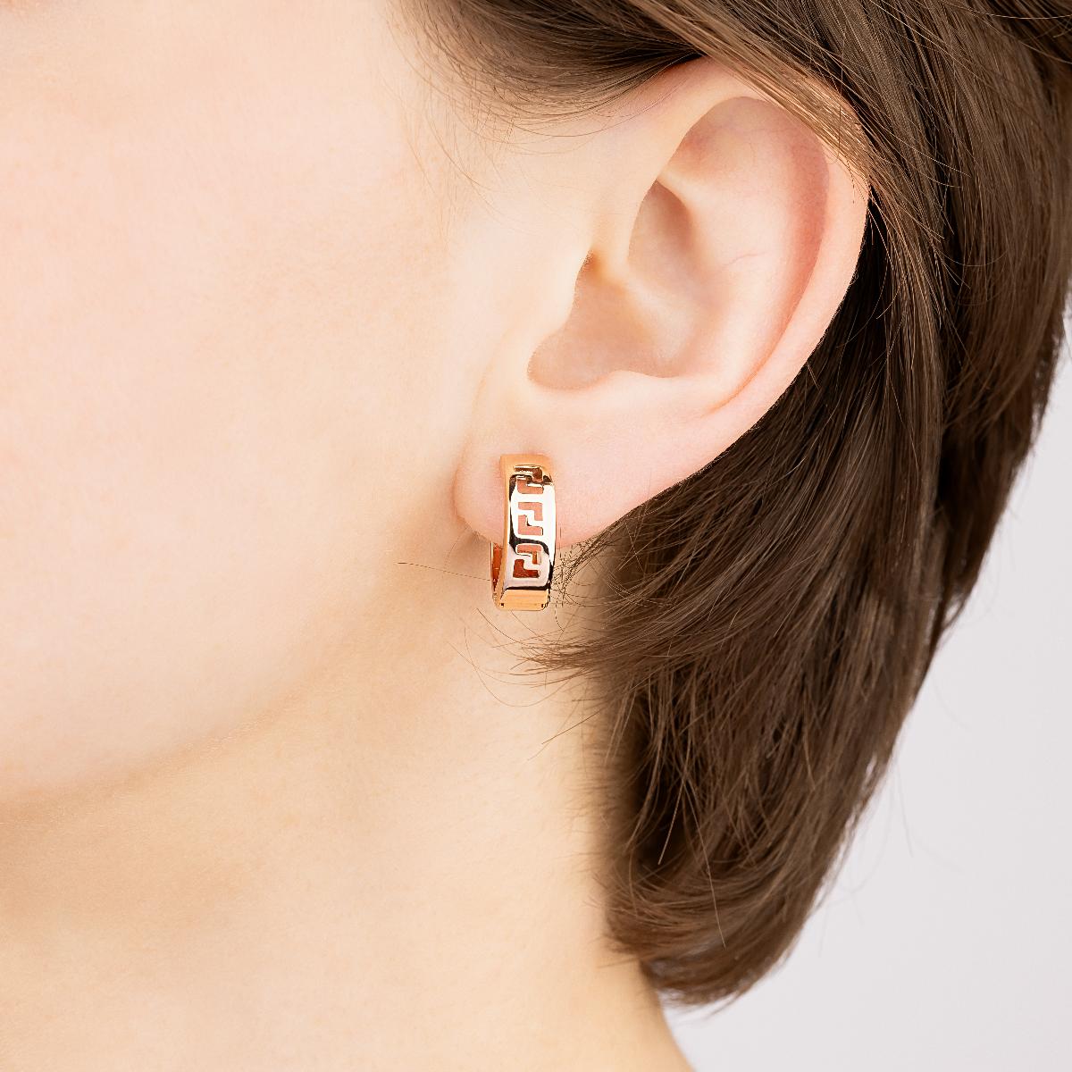 картинка Серьги конго "Олимпия" из красного золота с орнаментом, 10235518