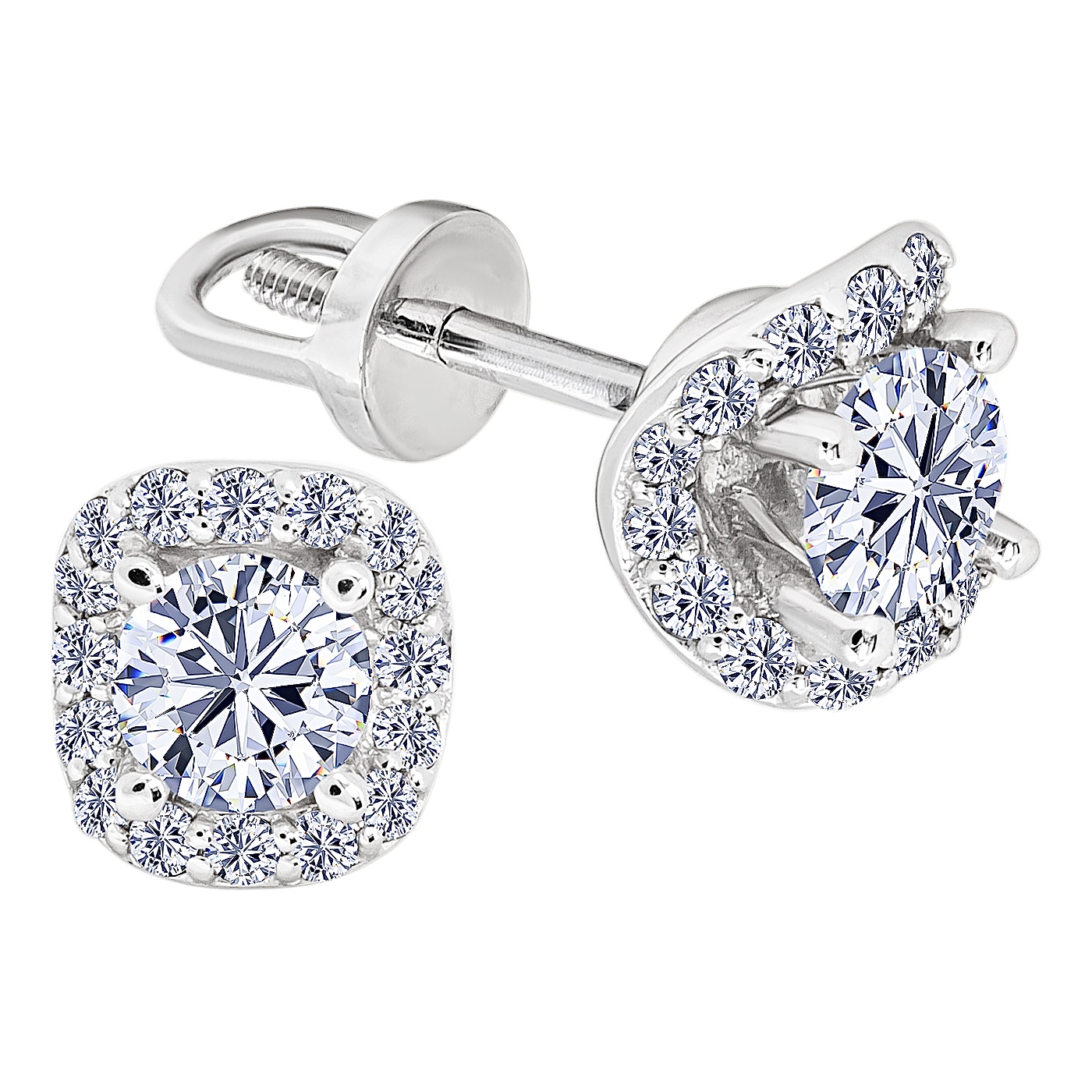 Серьги пусеты с бриллиантами белое золото