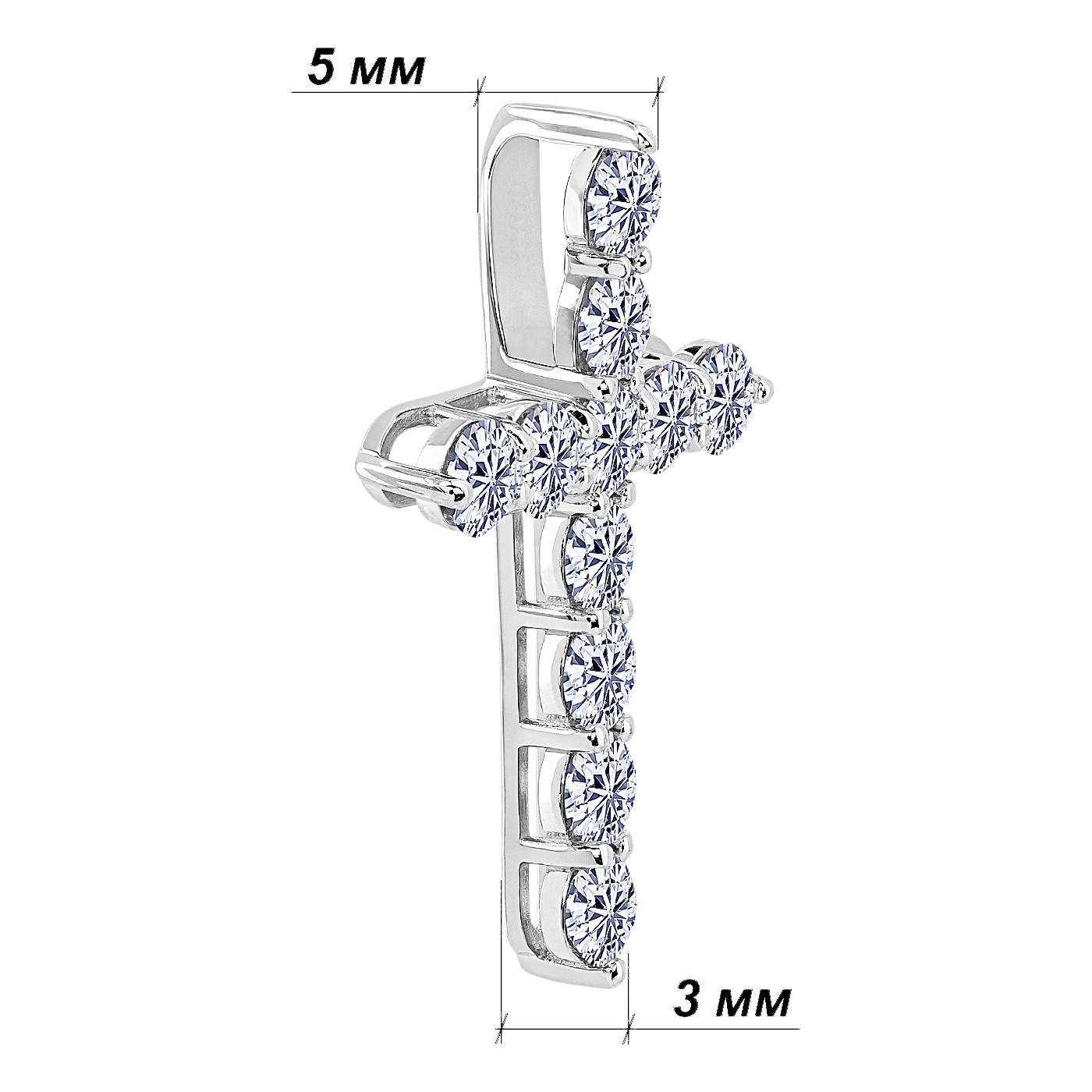 картинка Хрестик із білого золота з діамантами, 10513411