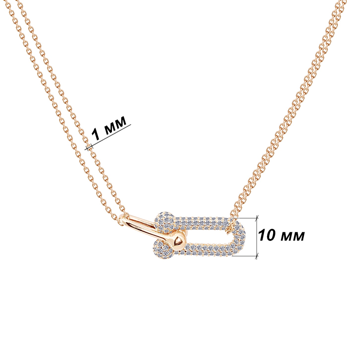 картинка Золоте кольє "Ланки" з фіанітами у якірному плетінні, 10528800