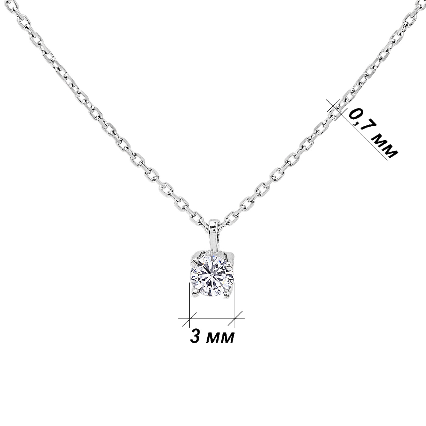 картинка Кольє з діамантом із білого золота, 10488947