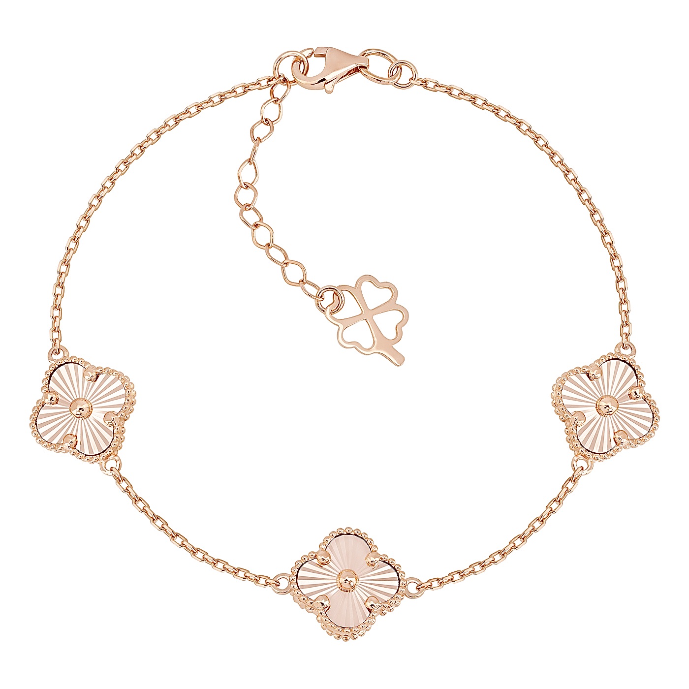 картинка Браслет из красного золота "Клевер" с алмазной гранью, 10539250