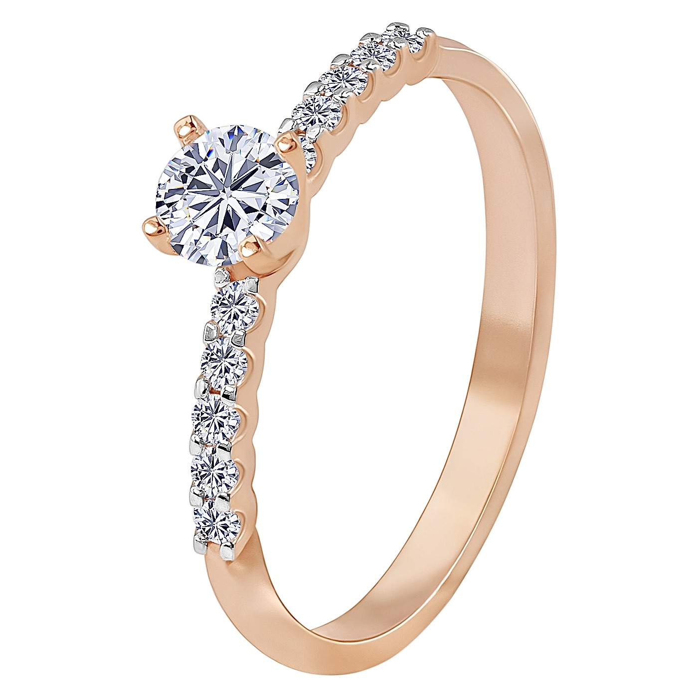 картинка Каблучка з діамантами із червоного золота, 10522574