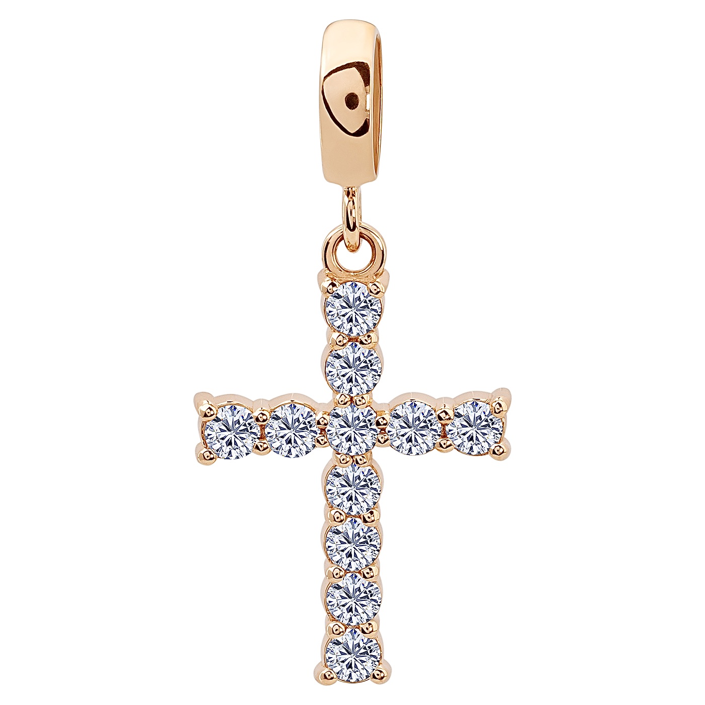 картинка  Крестик из красного золота с фианитами, 10530934