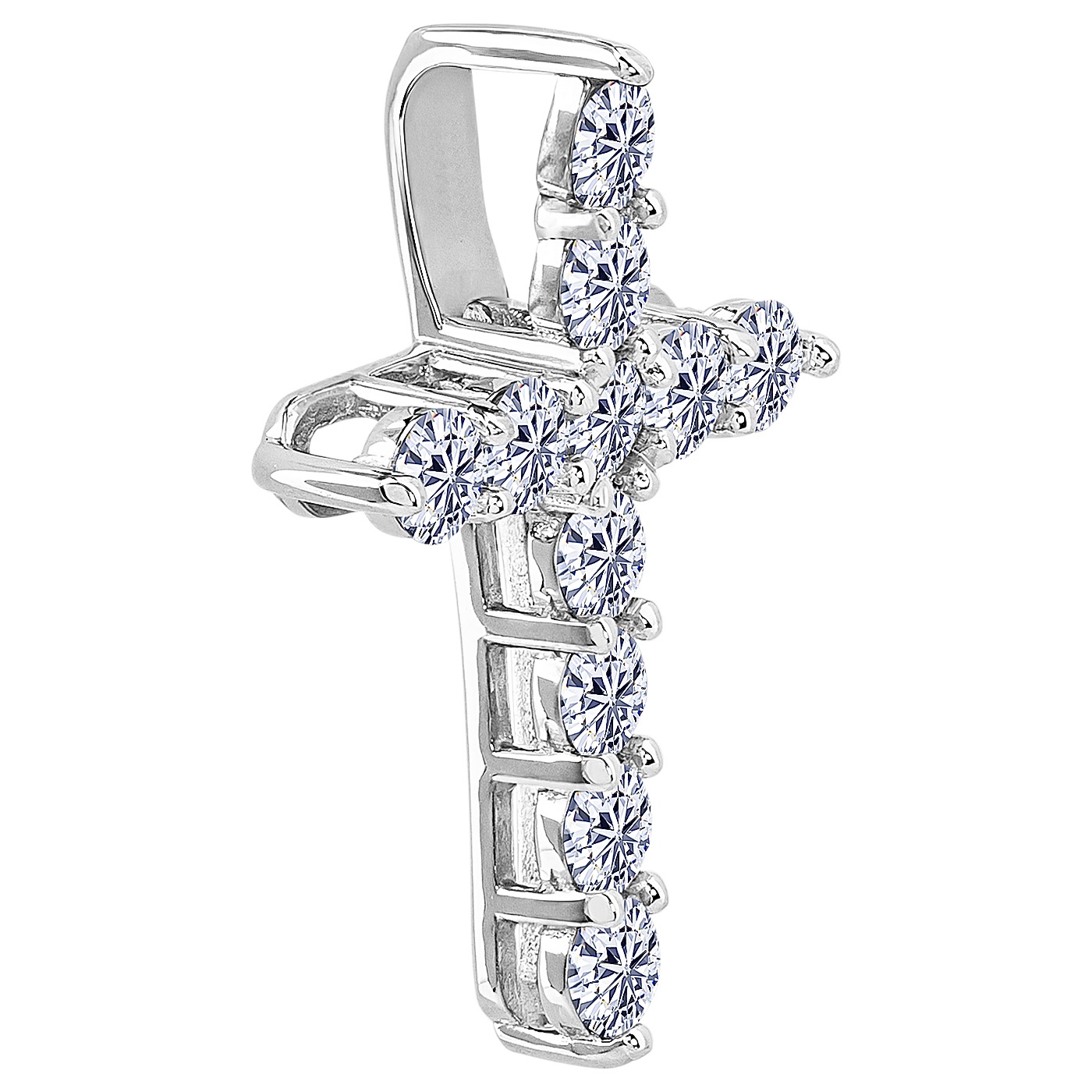 картинка Хрестик  із білого золота з діамантами, 10489057