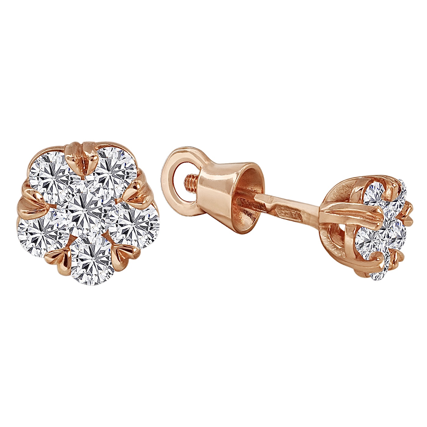 картинка Пусеты из красного золота с фианитами, 10139653