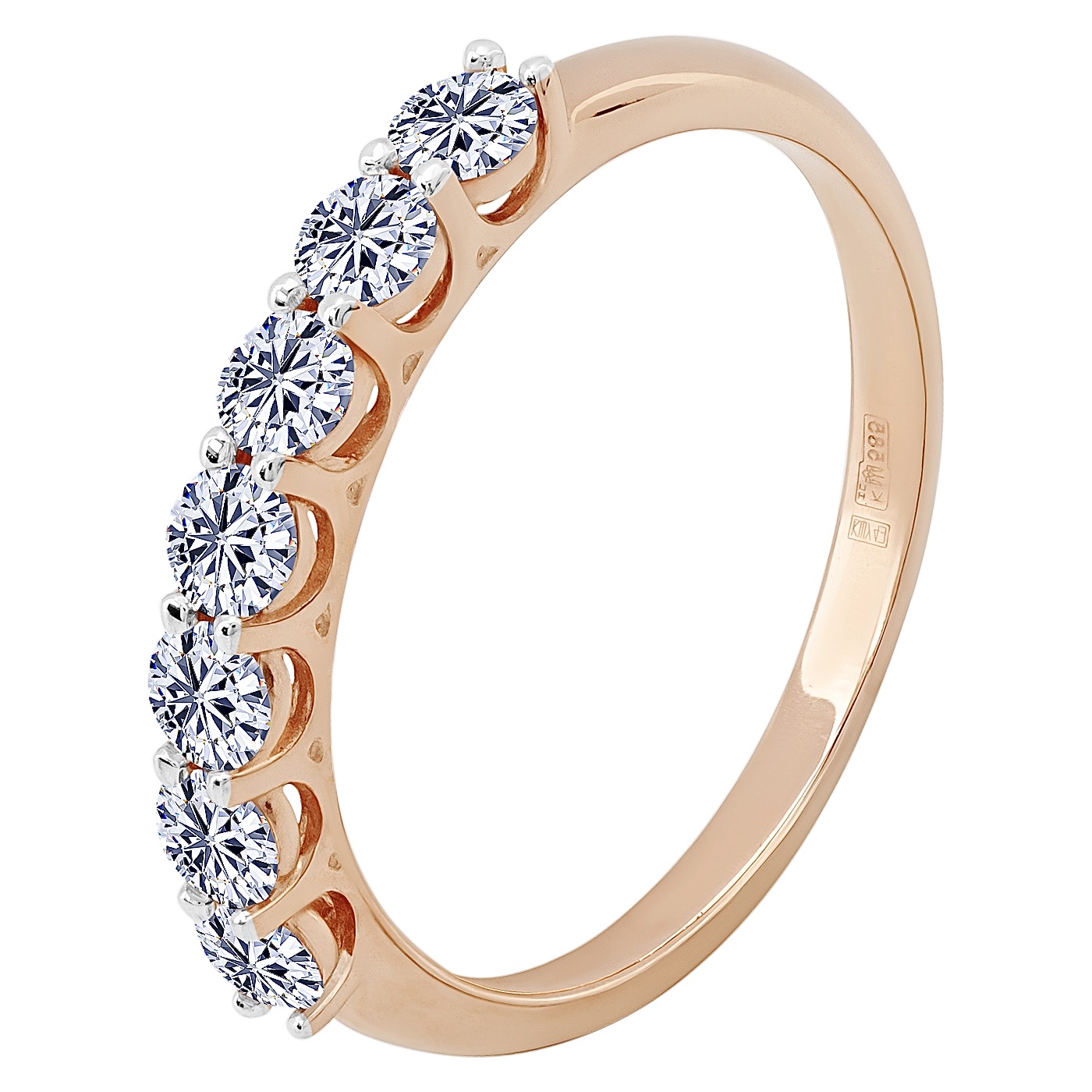 картинка Каблучка з доріжкою діамантів із червоного золота, 10500123