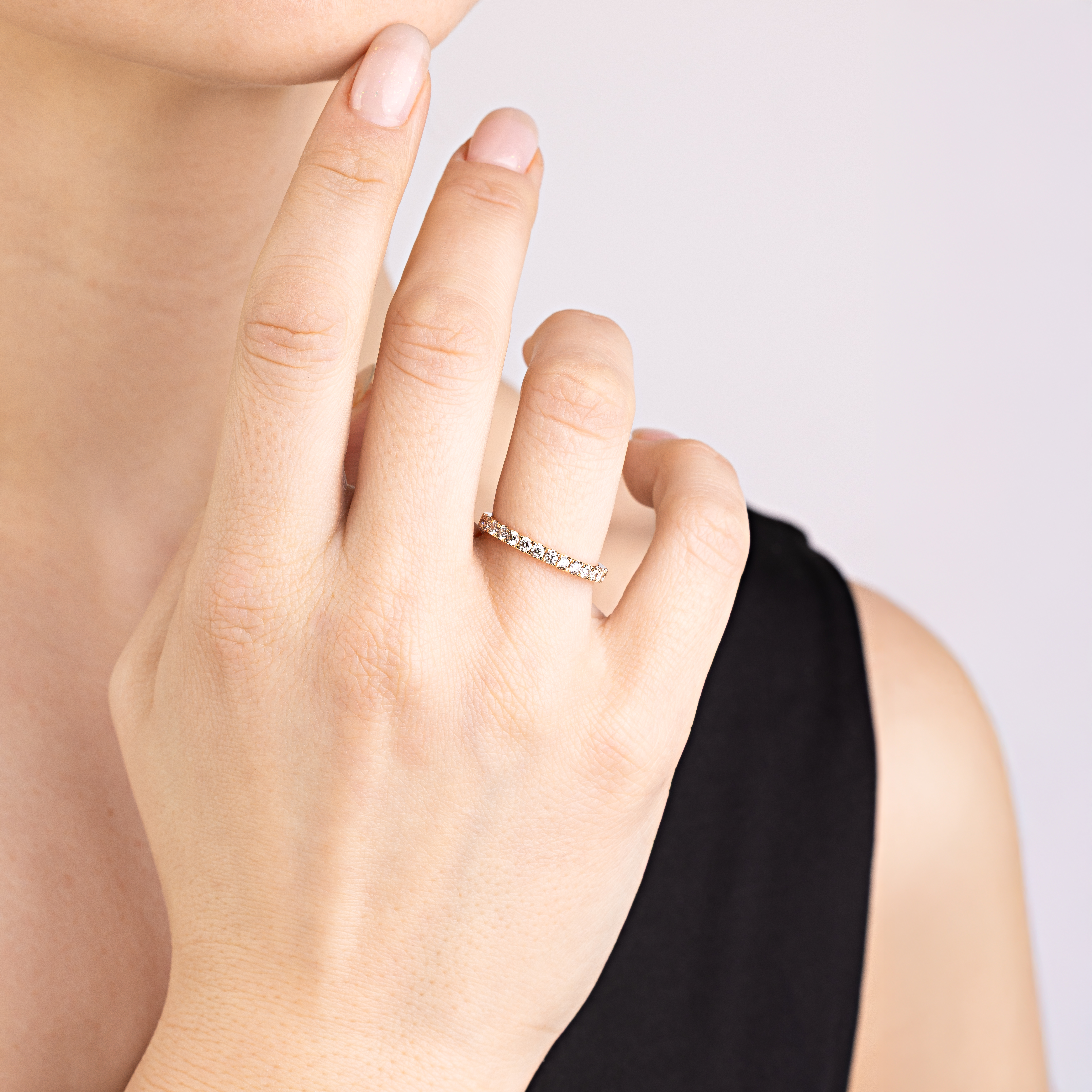 картинка Кольцо с дорожкой бриллиантов из красного золота, 10282037