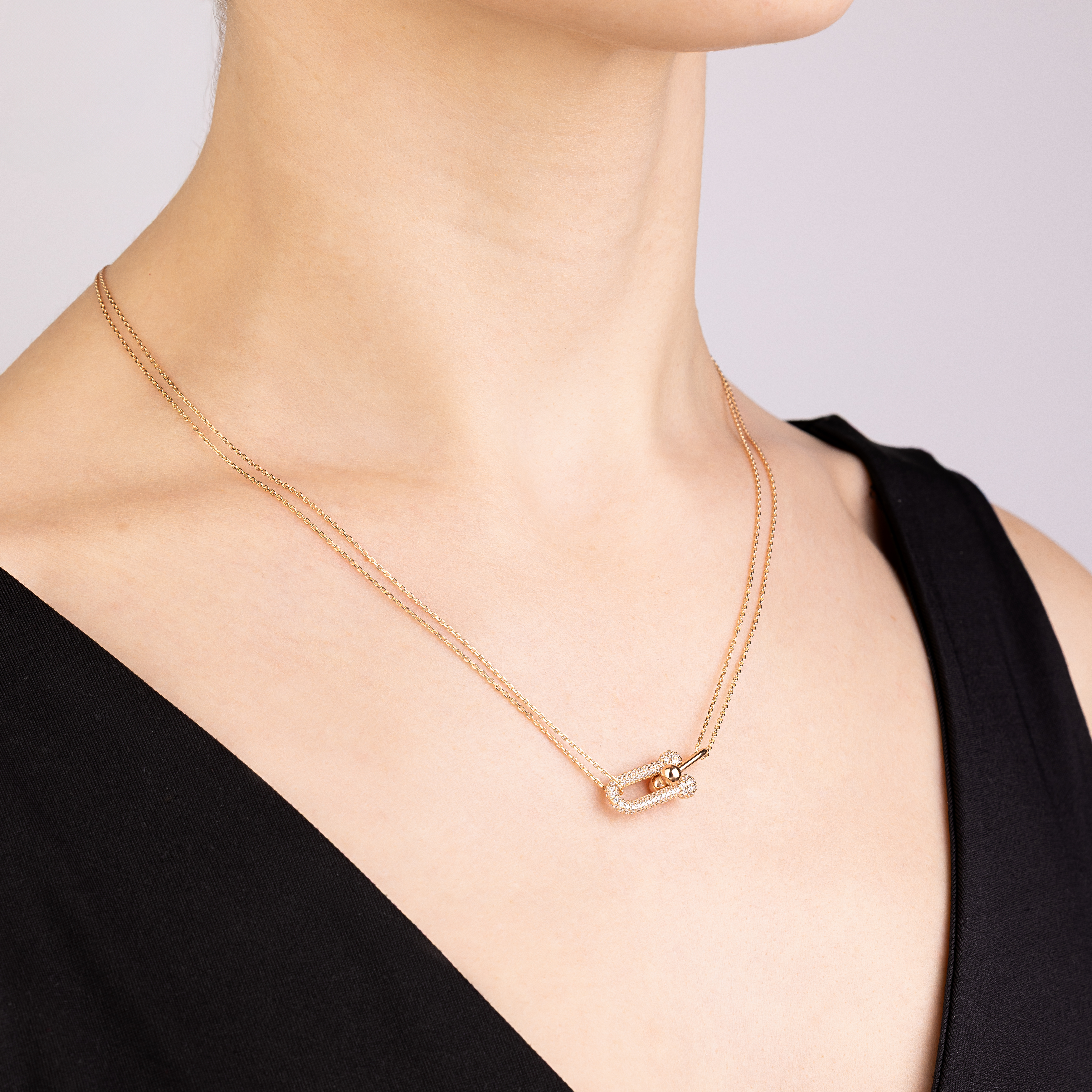 картинка Золоте кольє "Ланки" з фіанітами у якірному плетінні, 10528800