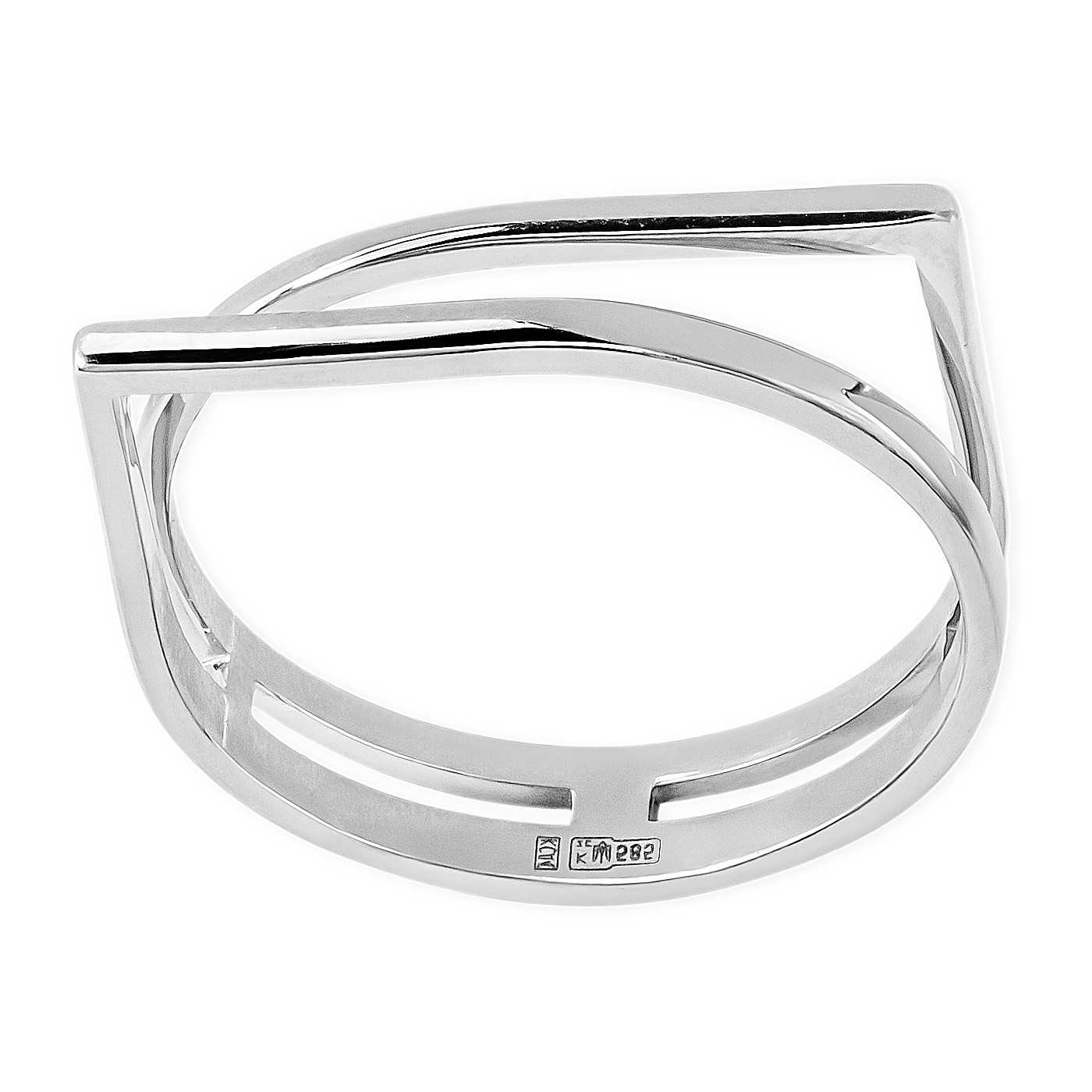 картинка Двойное геометрическое кольцо из белого золота, 10514951