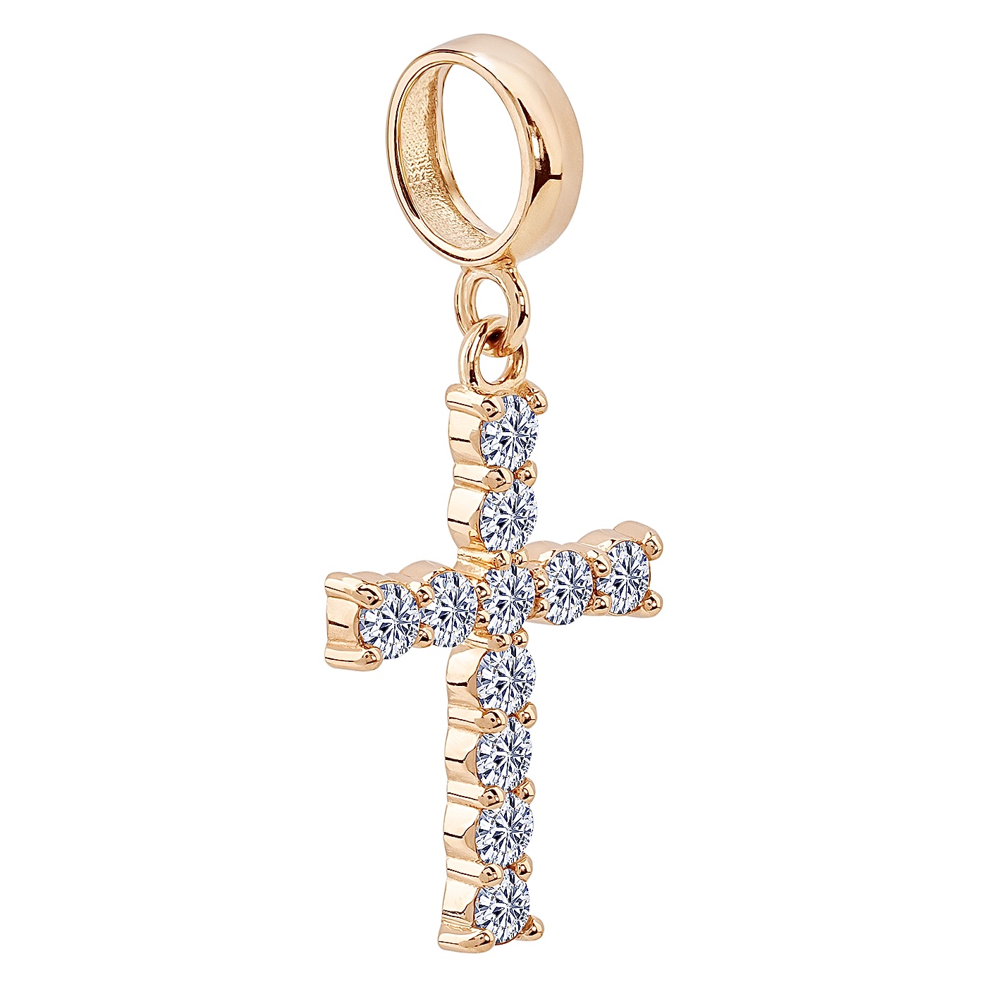 картинка  Крестик из красного золота с фианитами, 10530934