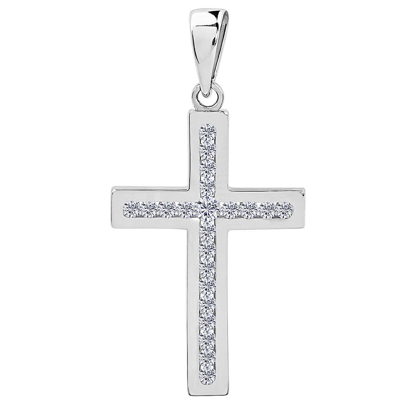 картинка Хрестик із білого золота з діамантами, 10498660