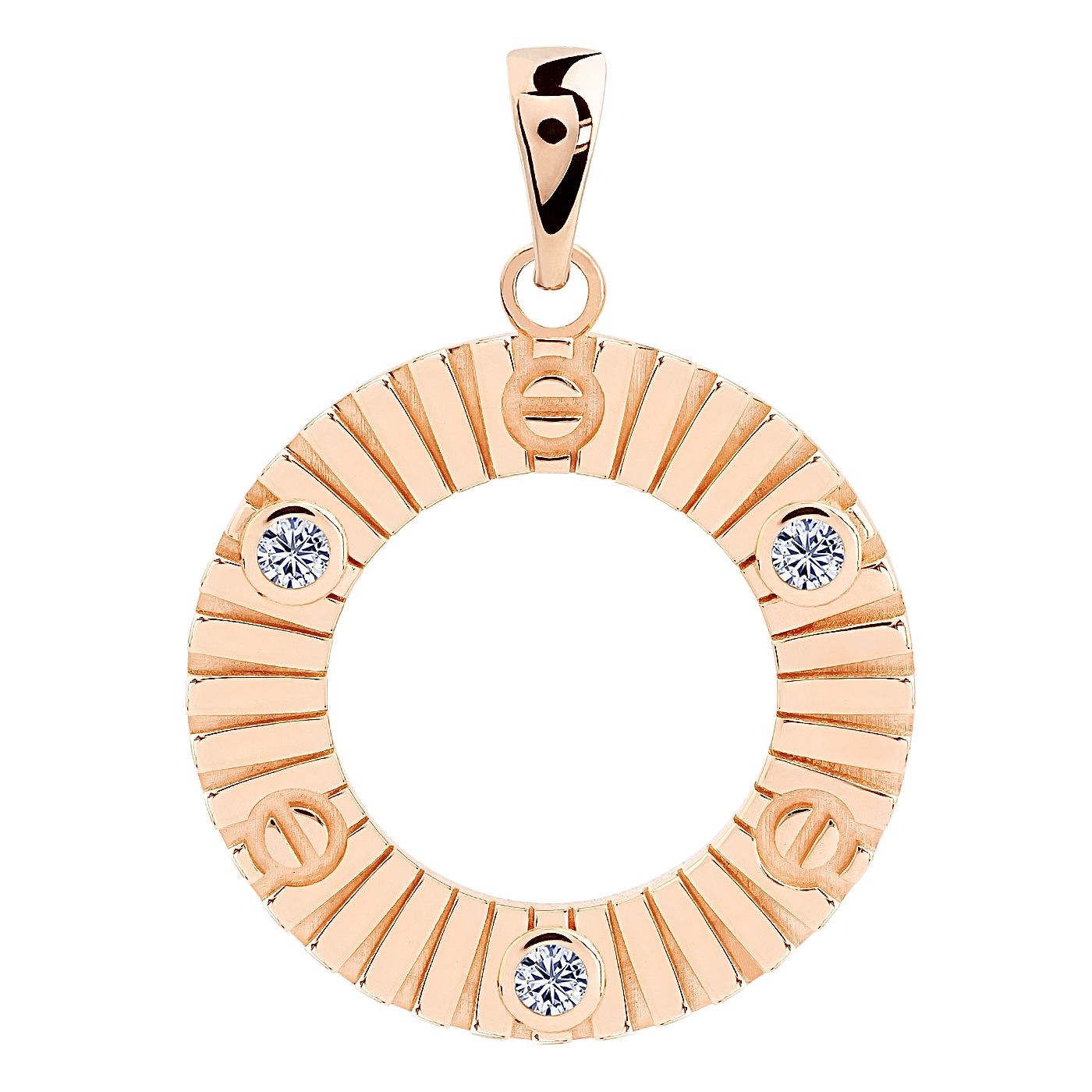 картинка Подвес "Круг" из красного золота с фианитами, 10533244