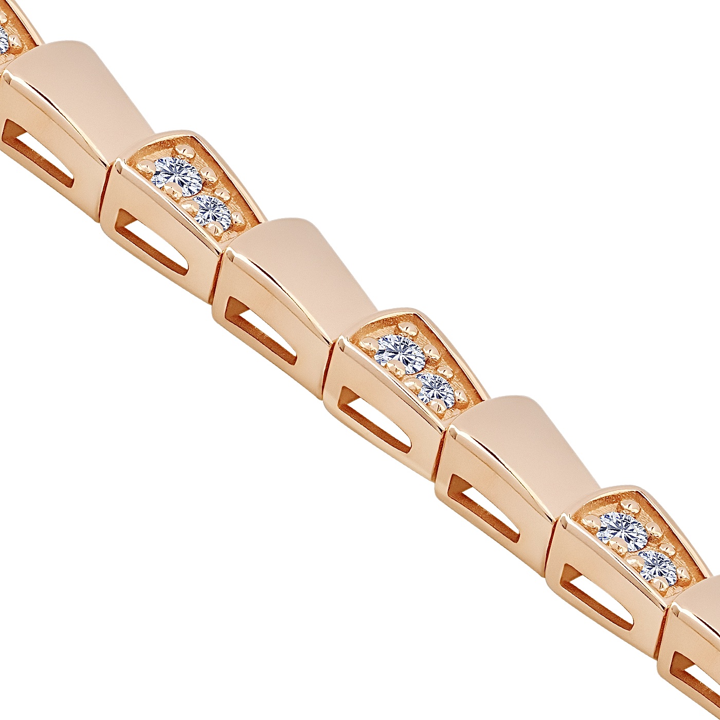 картинка Браслет "Змія" з діамантами із червоного золота, 10528635