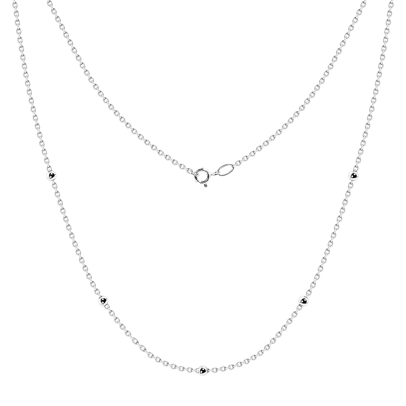 картинка Кольє якірного плетіння із кульками в білому золоті, 10527942