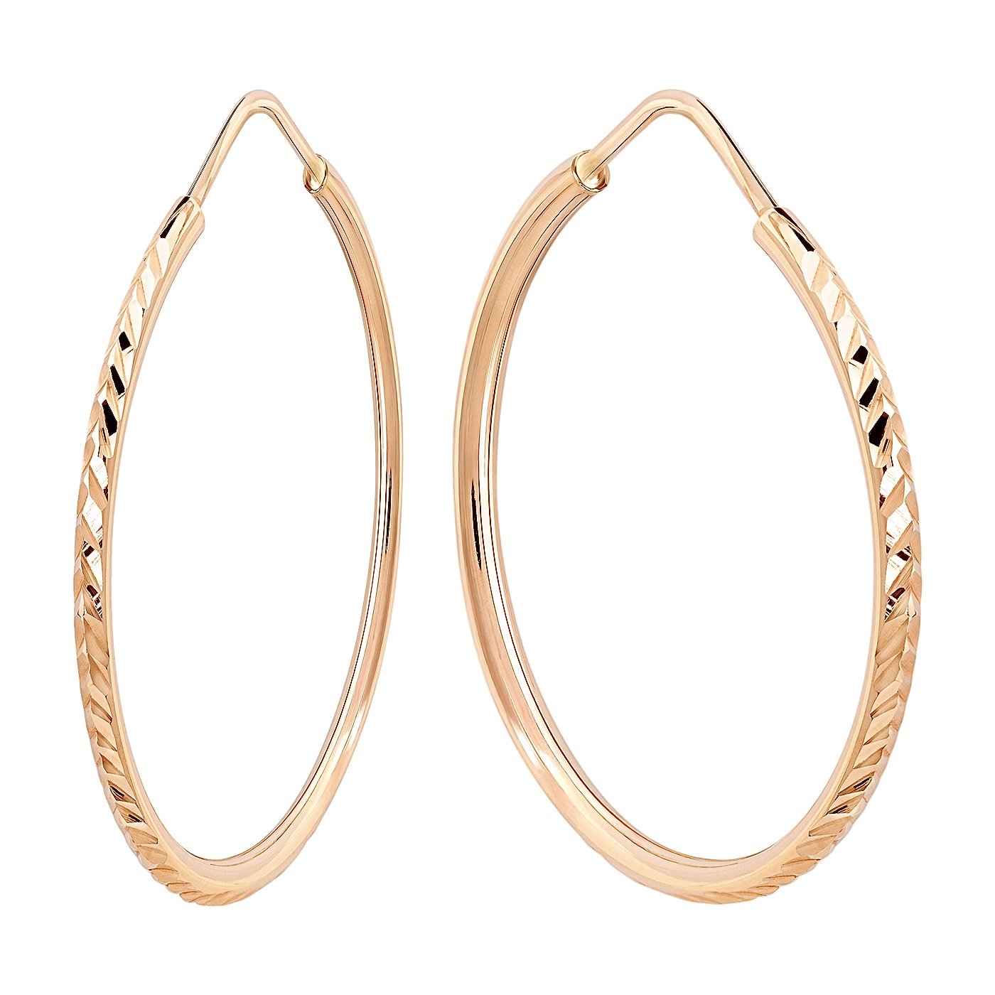 картинка Сережки конго із червоного золота з алмазною гранню, 10144537