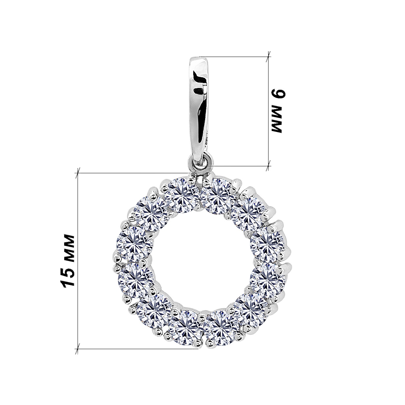 картинка Підвіска з фіанітами із білого золота 585 проби, 10530549