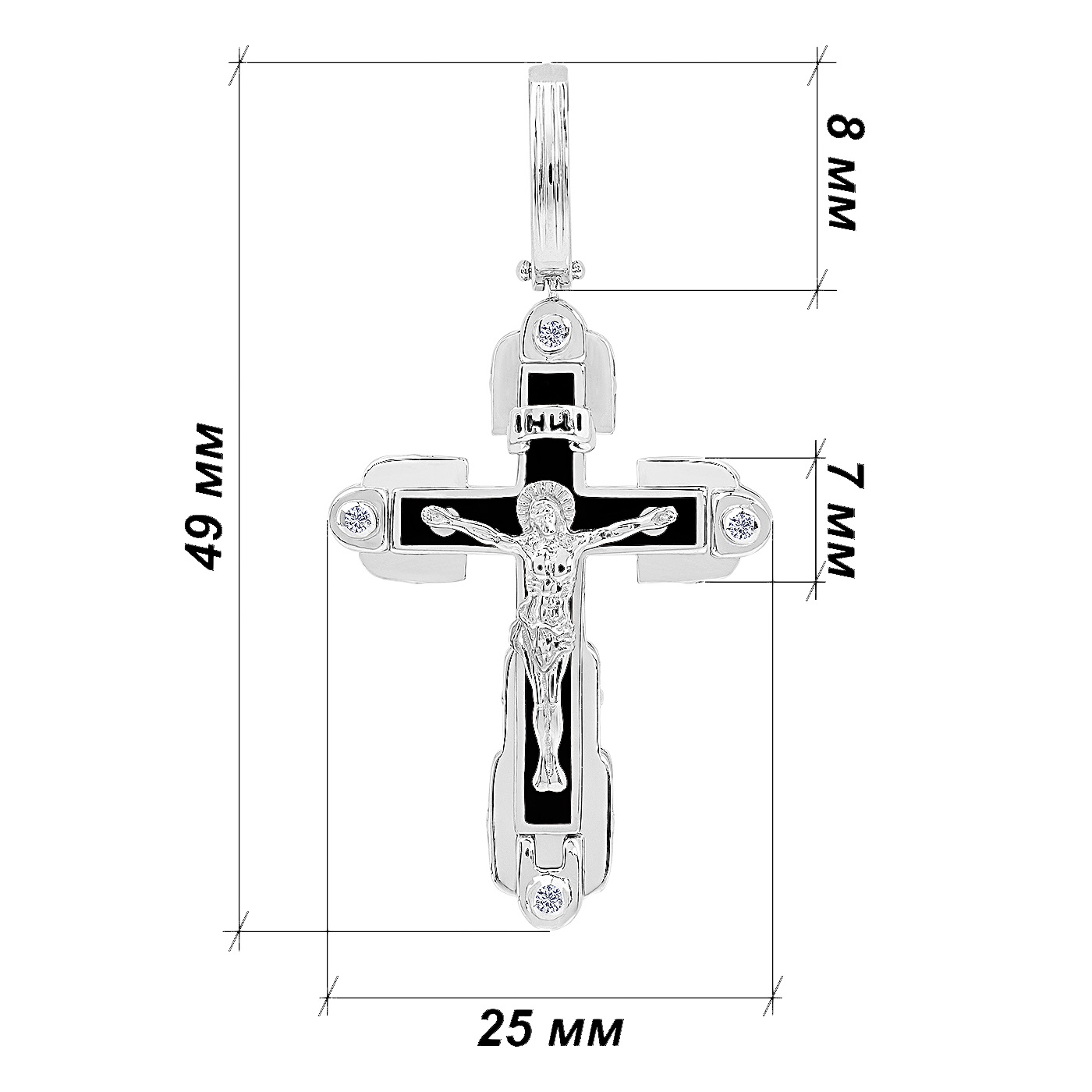 картинка Хрест із білого золота з чорною емаллю, 10223858