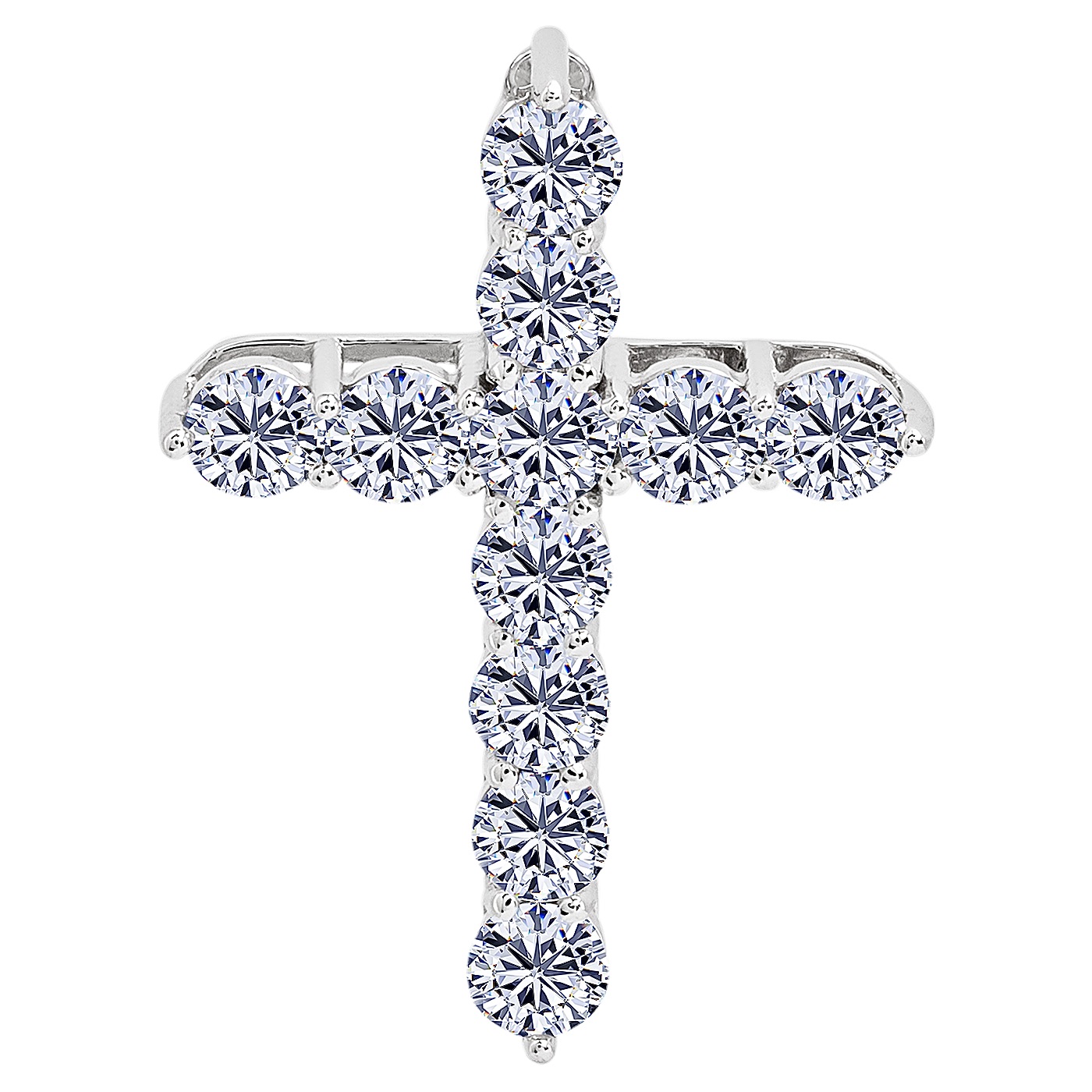 картинка Крестик с бриллиантами из белого золота, 10498264