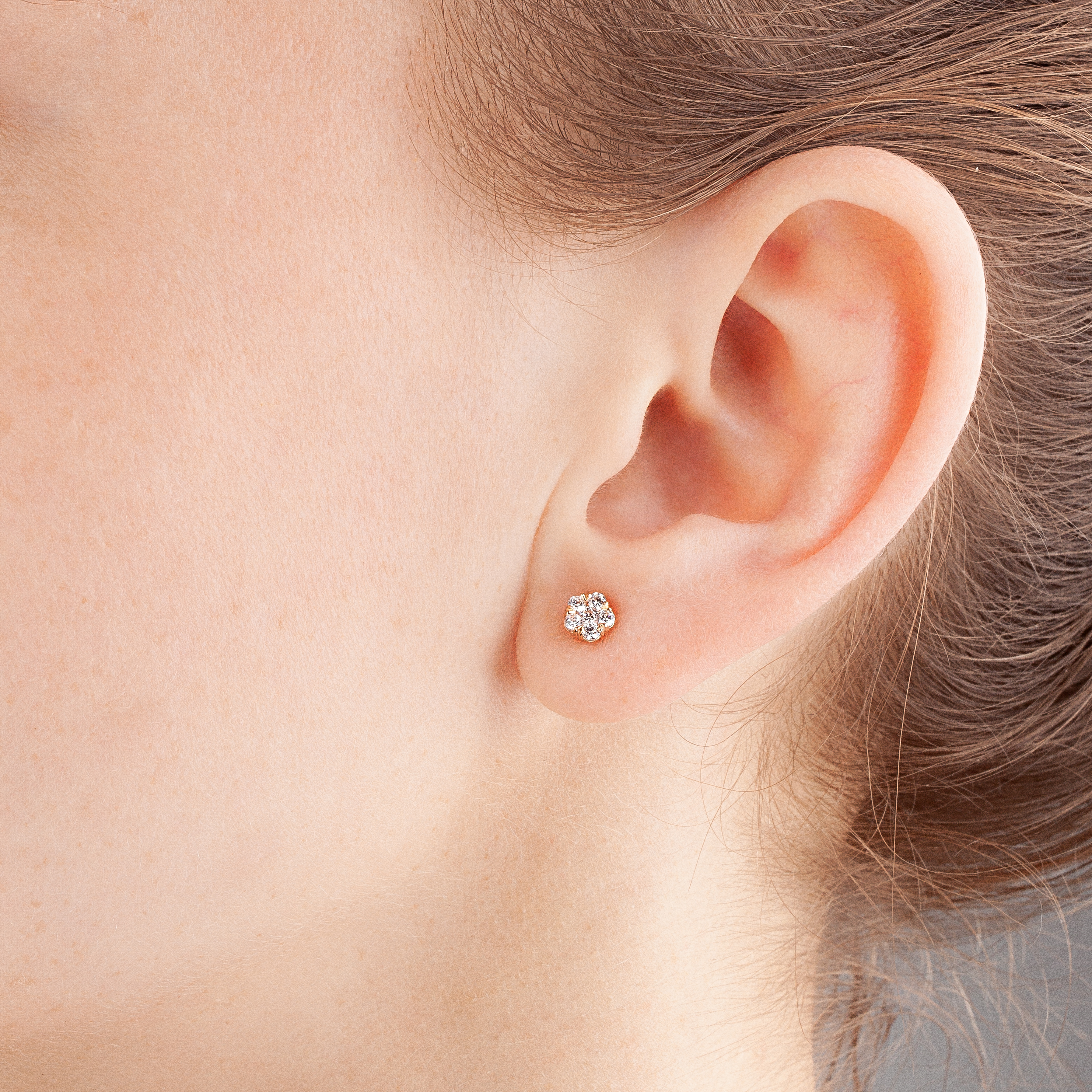 картинка Пусеты из красного золота с фианитами, 10139653