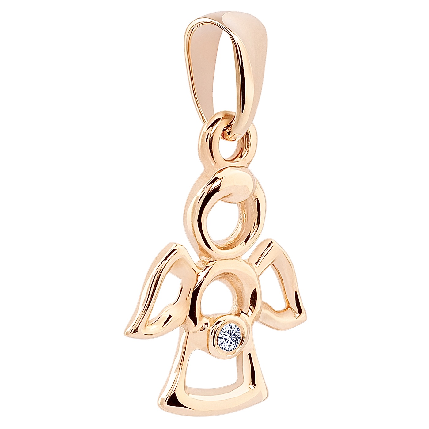 картинка Підвіс "Янгол" із червоного золота з фіанітом, 10463053