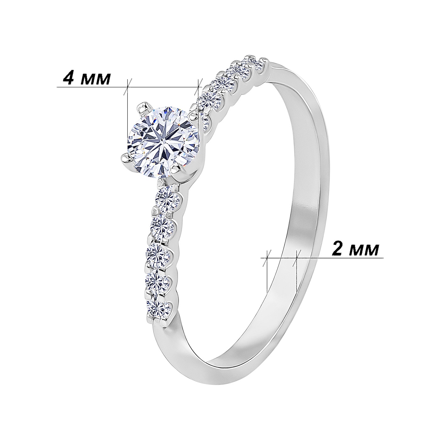 картинка Каблучка з діамантами із білого золота, 10527535