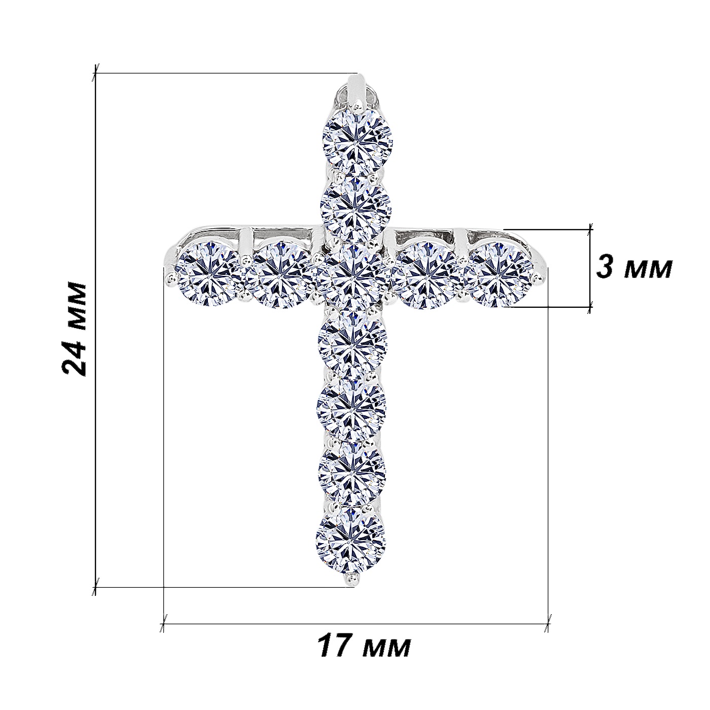 картинка Крестик с бриллиантами из белого золота, 10498264