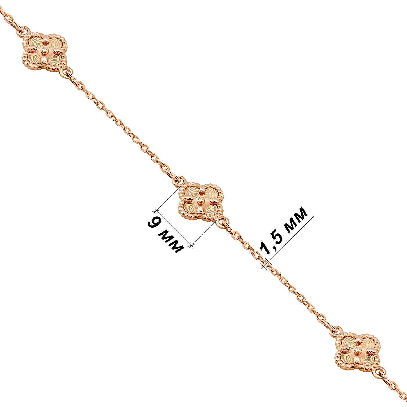 картинка Золотой браслет "Клевер" с алмазной граннью, 10519747