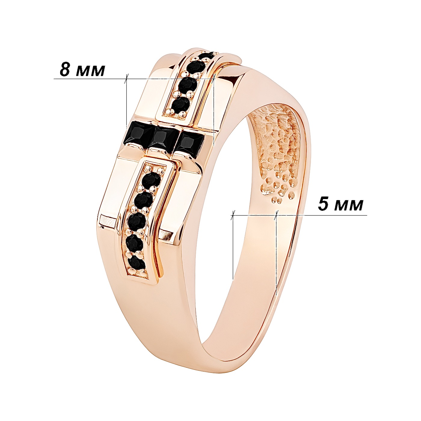 картинка Мужской перстень из красного золота с фианитами, 10536918