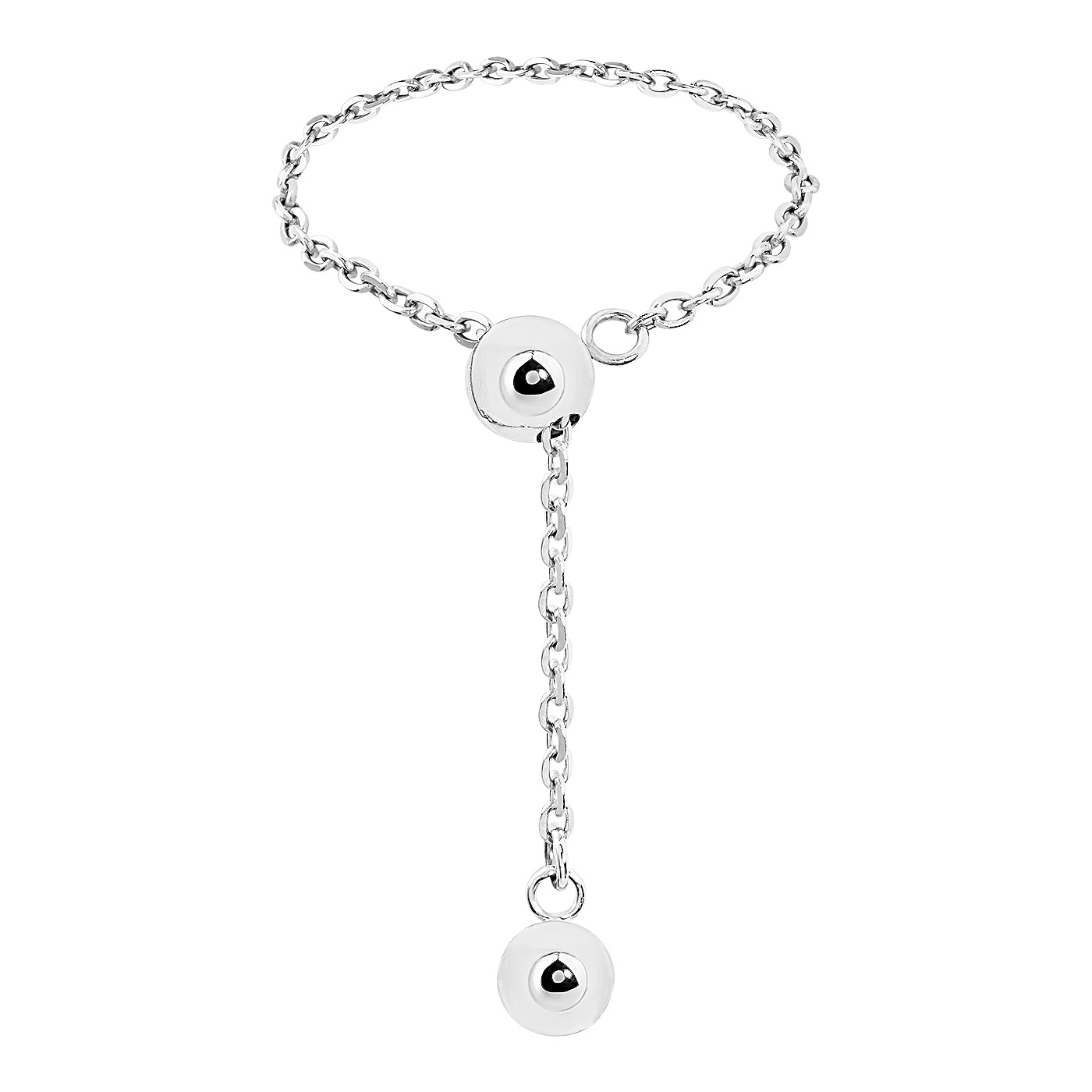 картинка Каблучка-ланцюжок з кульками із білого золота, 10524048