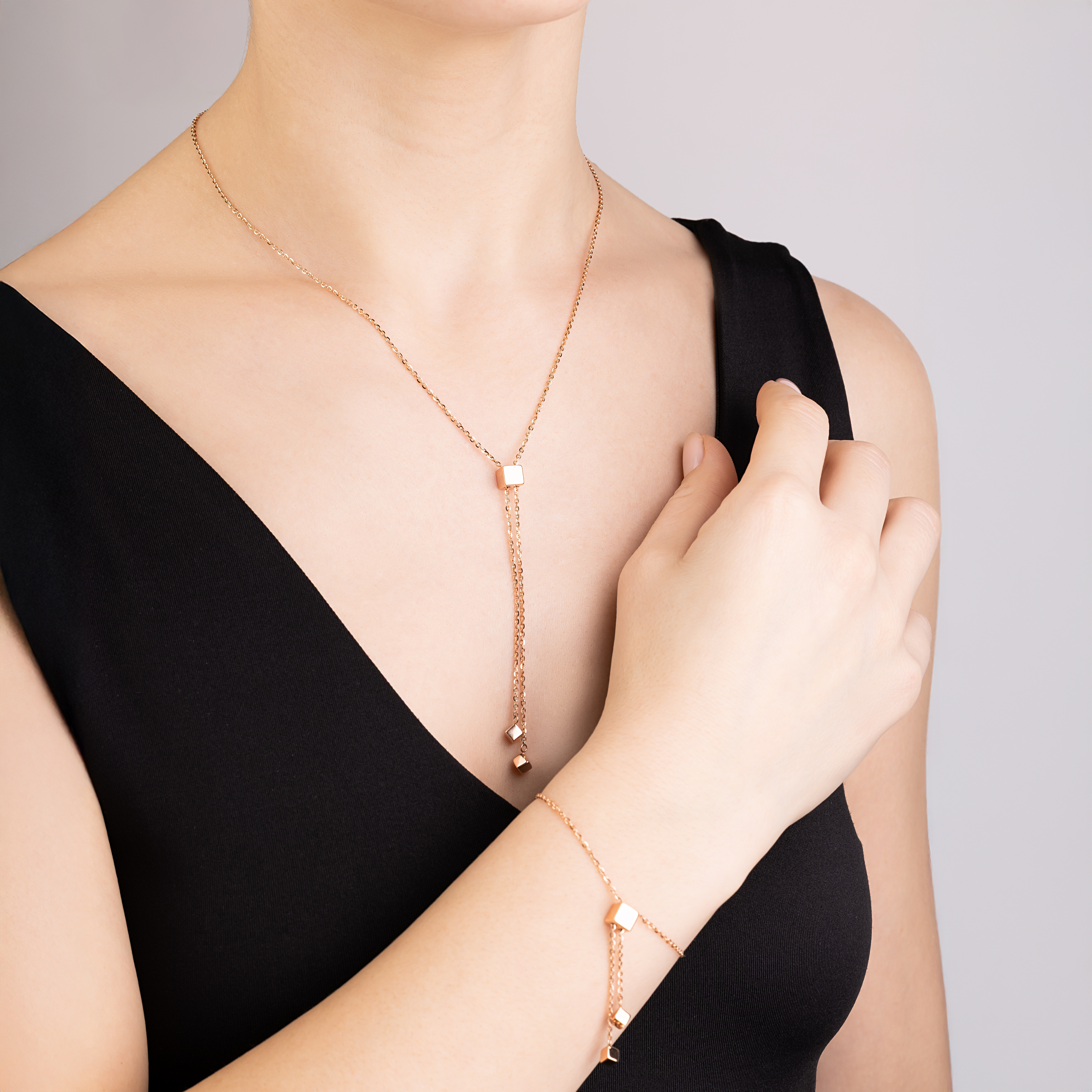 картинка Кольє "Куб" із червоного золота якірного плетіння, 10530747