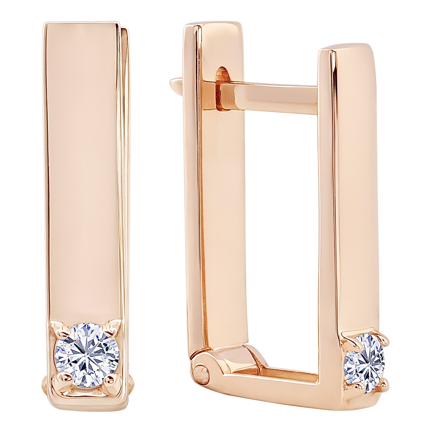 картинка Сережки із червоного золота з фіанітом, 10492269