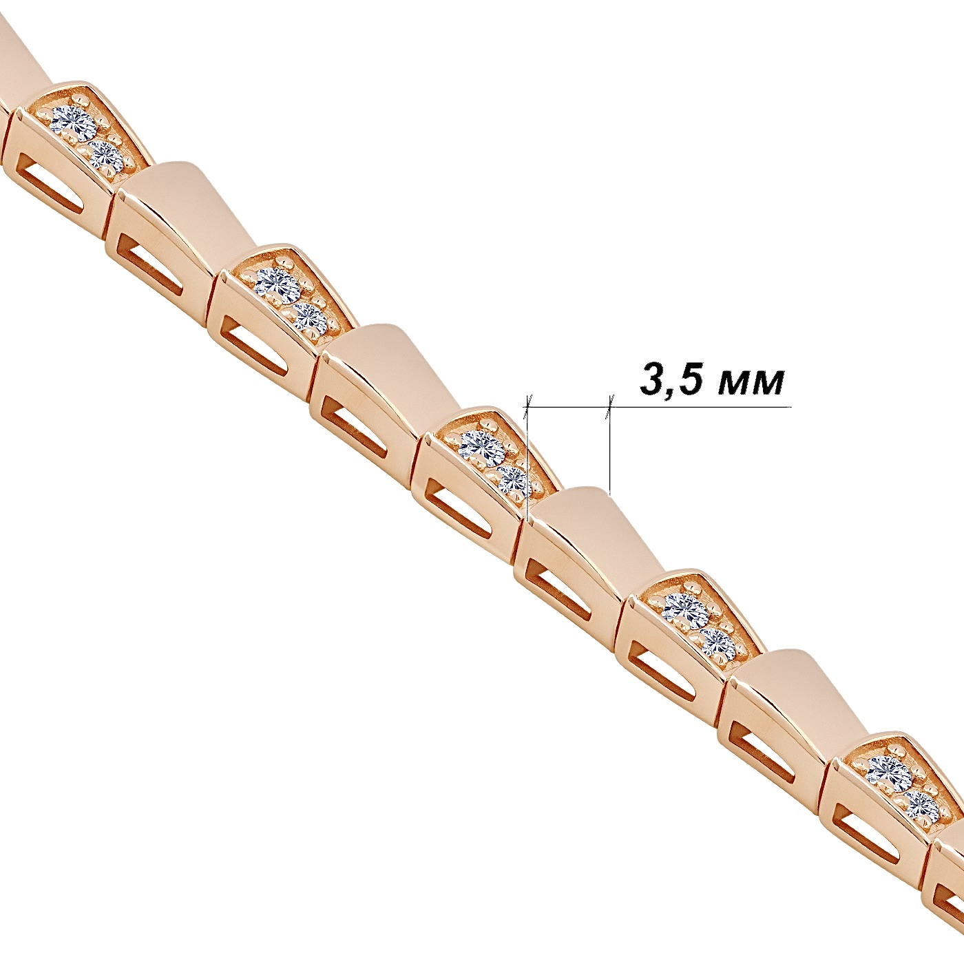 картинка Браслет "Змія" з діамантами із червоного золота, 10528635