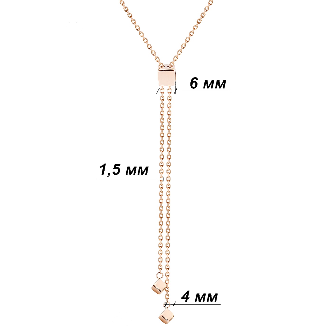 картинка Кольє "Куб" із червоного золота якірного плетіння, 10530747