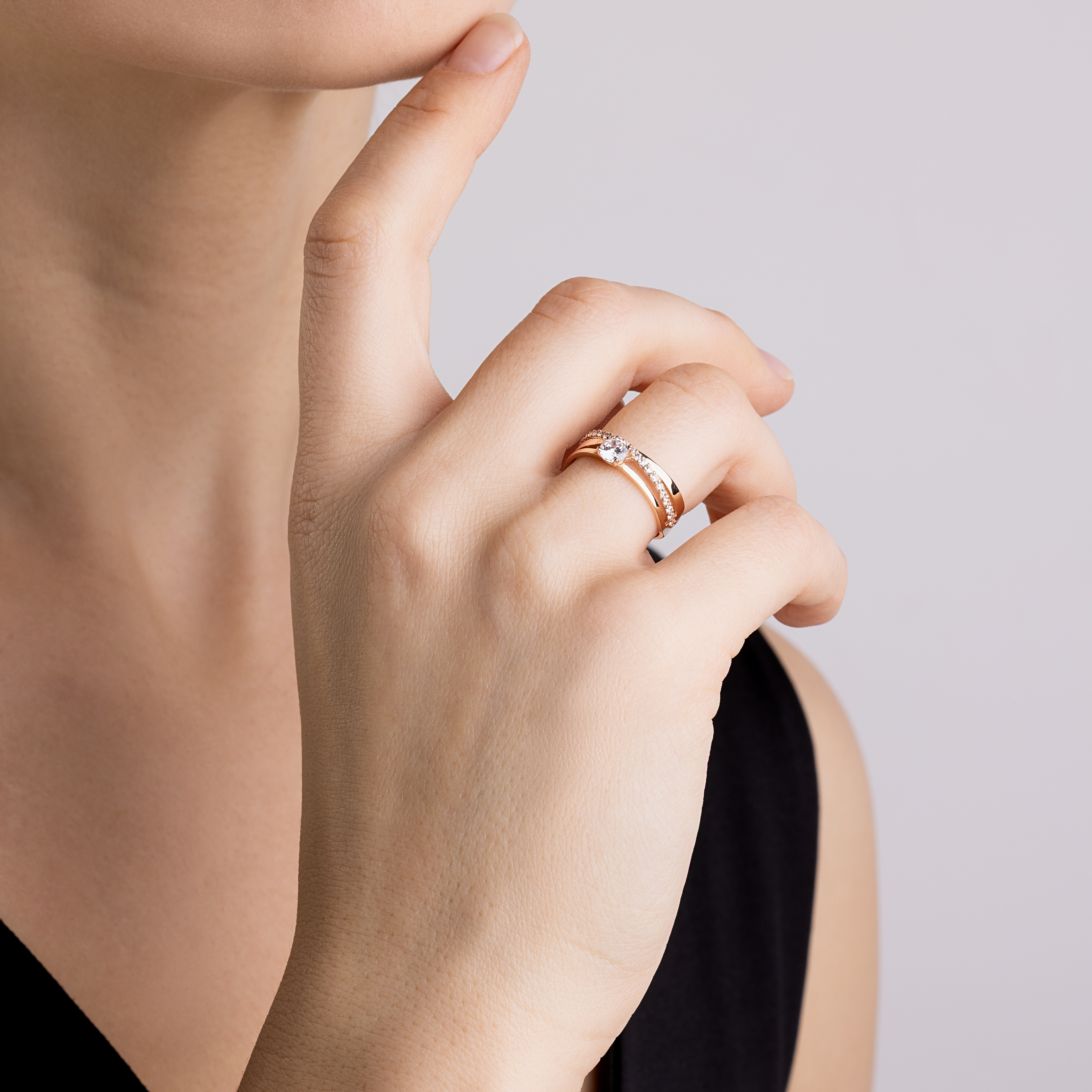 картинка Кольцо из красного золота с фианитами, 10406139