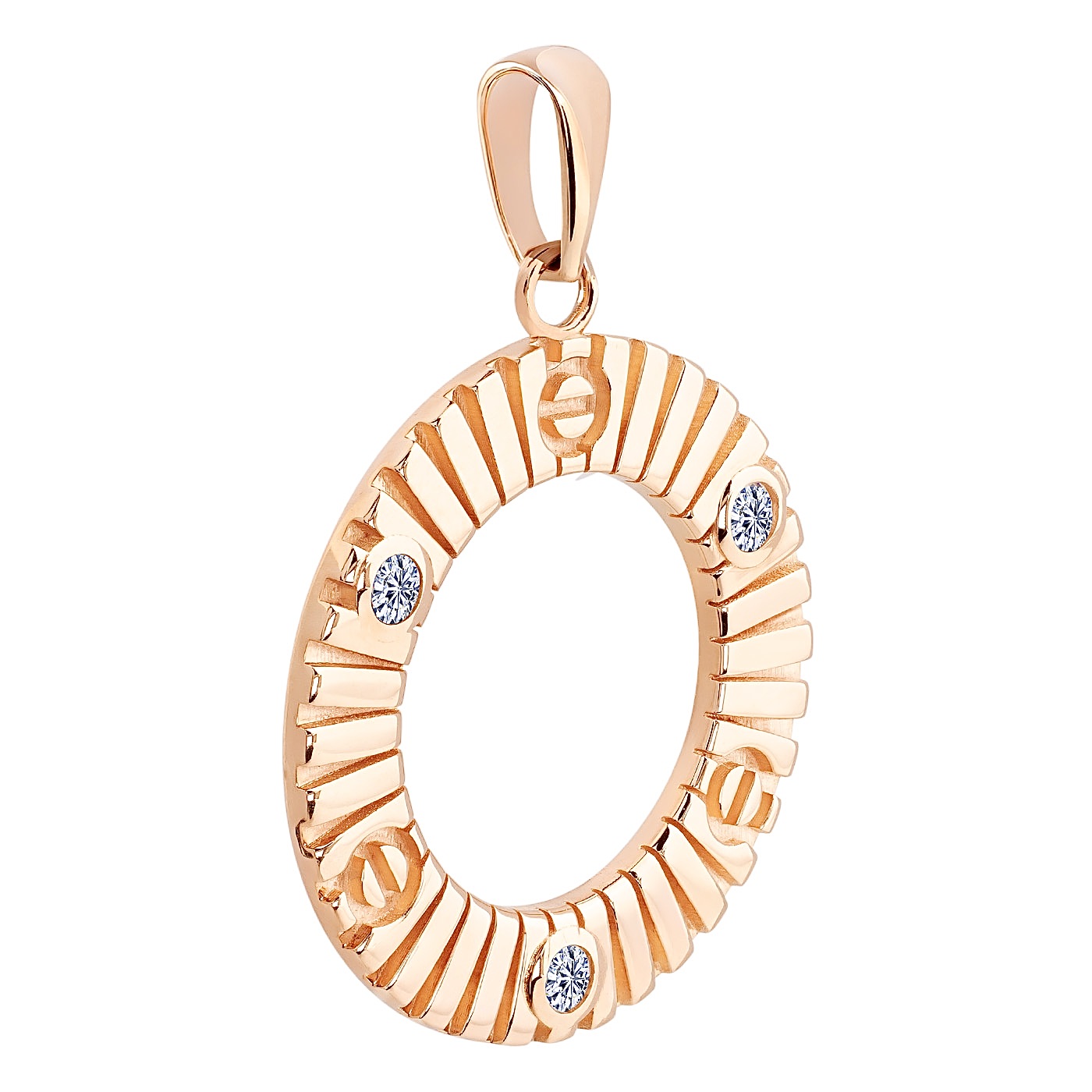 картинка Подвес "Круг" из красного золота с фианитами, 10533244