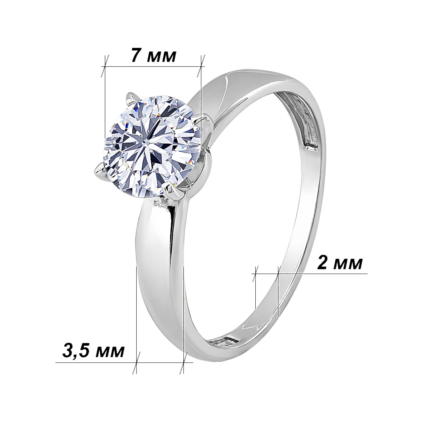 картинка Каблучка з фіанітом із білого золота, 10527964