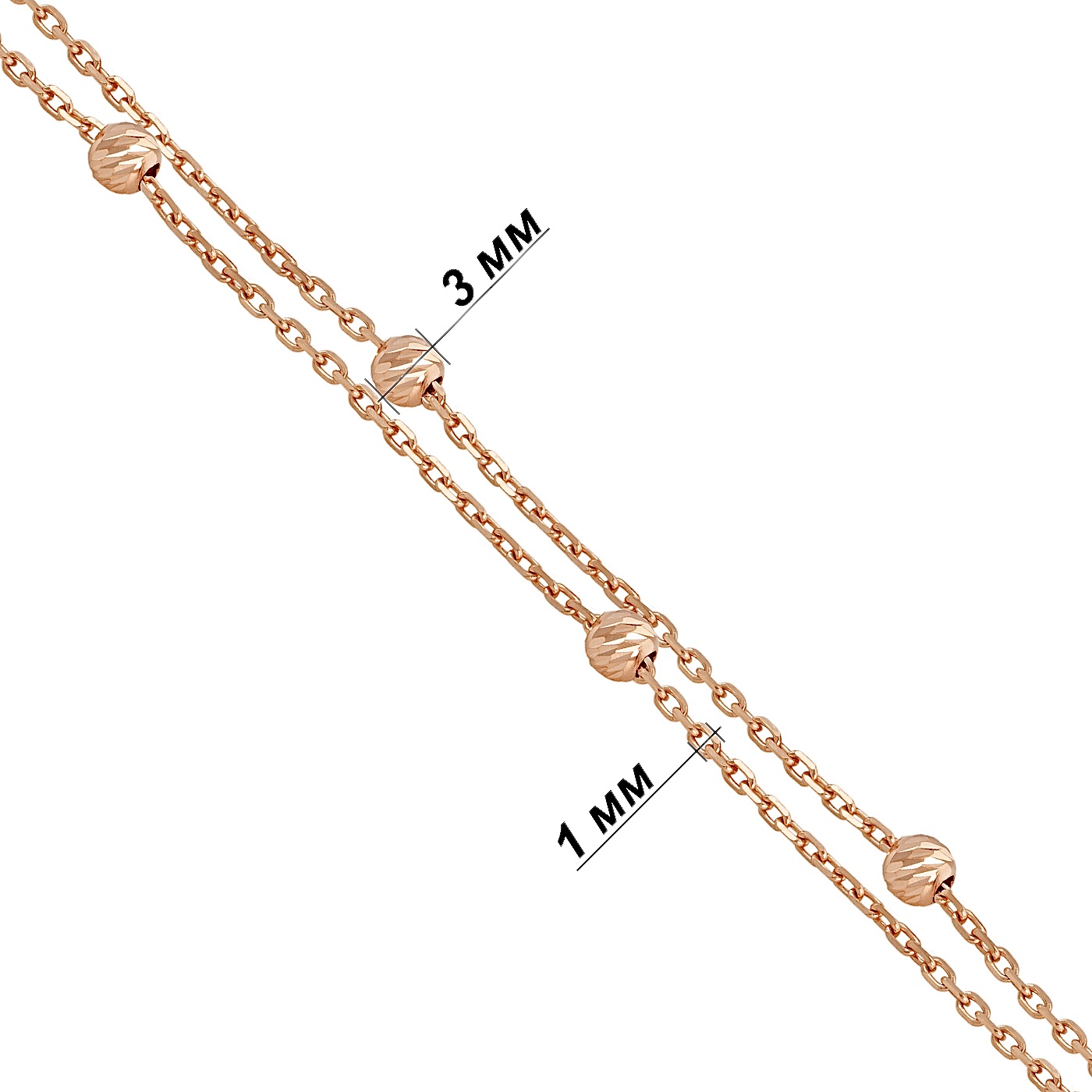 картинка Золотой двойной браслет якорного плетения с шариками, 10537105