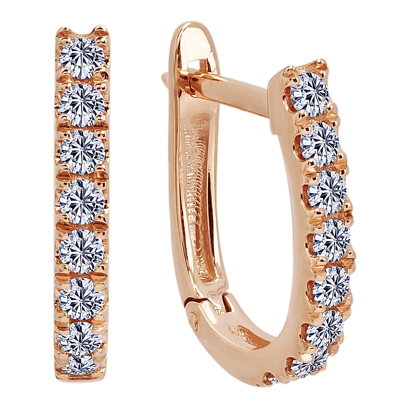 картинка Сережки із червоного золота з доріжкою діамантів, 10494381